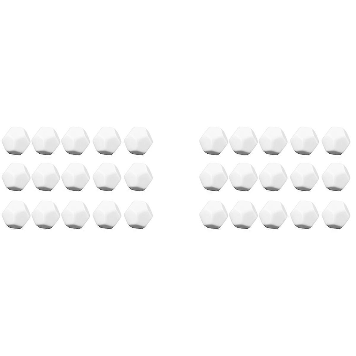 30 Pack 22MM Blank White Dice Set Acrylic Rounded D12 Dice Cubes for Game,Fun,DIY Sticker and Math T