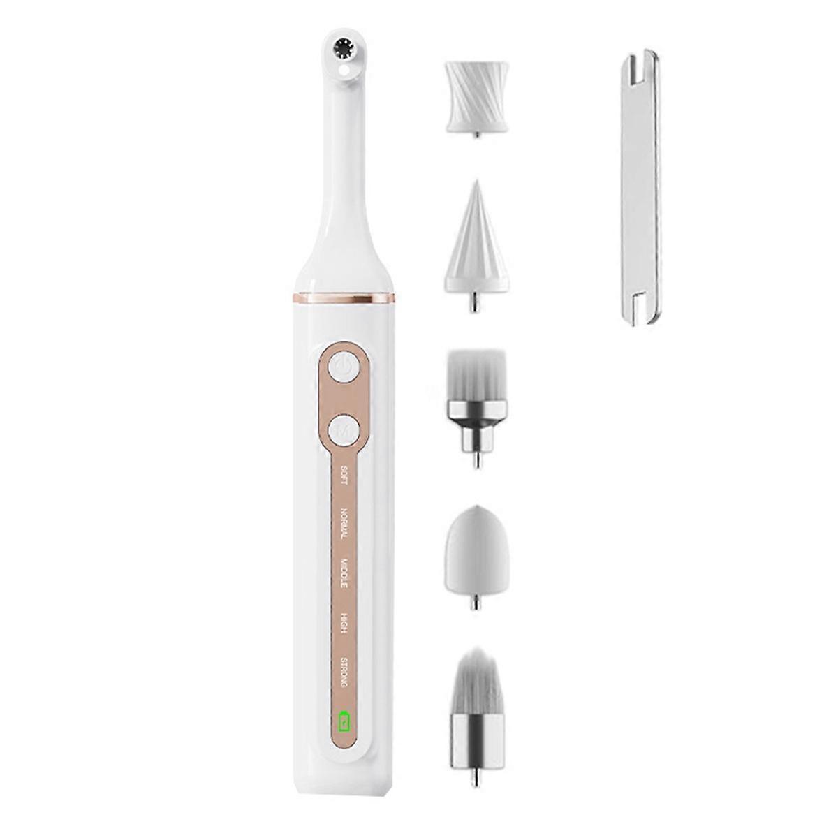 Electric Tooth Polisher Set Electric Teeth Lightening Set Cleaning Tool Set for Family Use with 5 Heads White