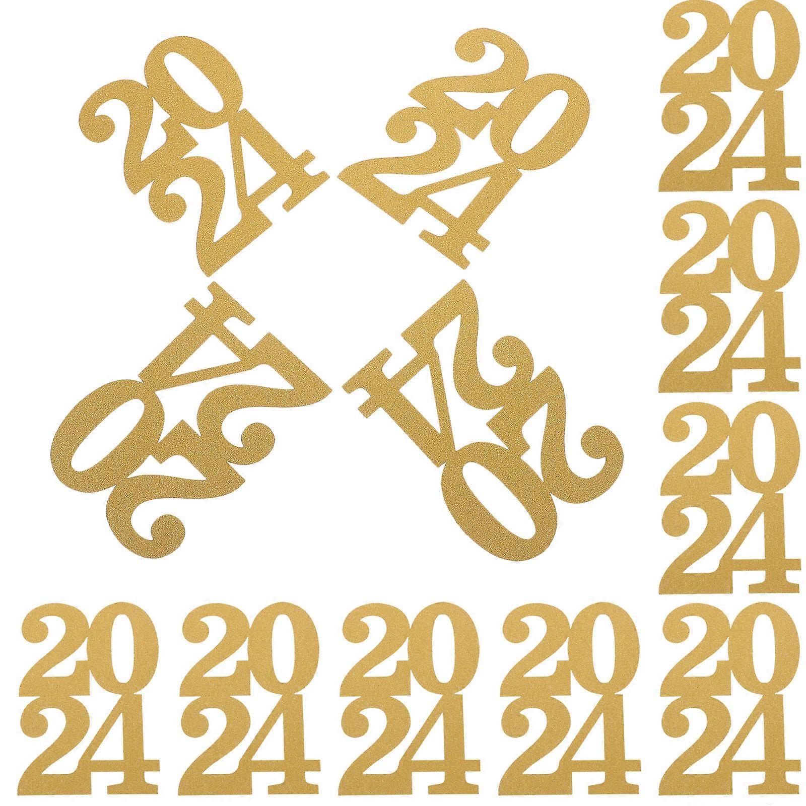 Golden 2024 Cutout Tags for Graduation Party Decor Paper Material Safe and Lightweight 12 Pieces