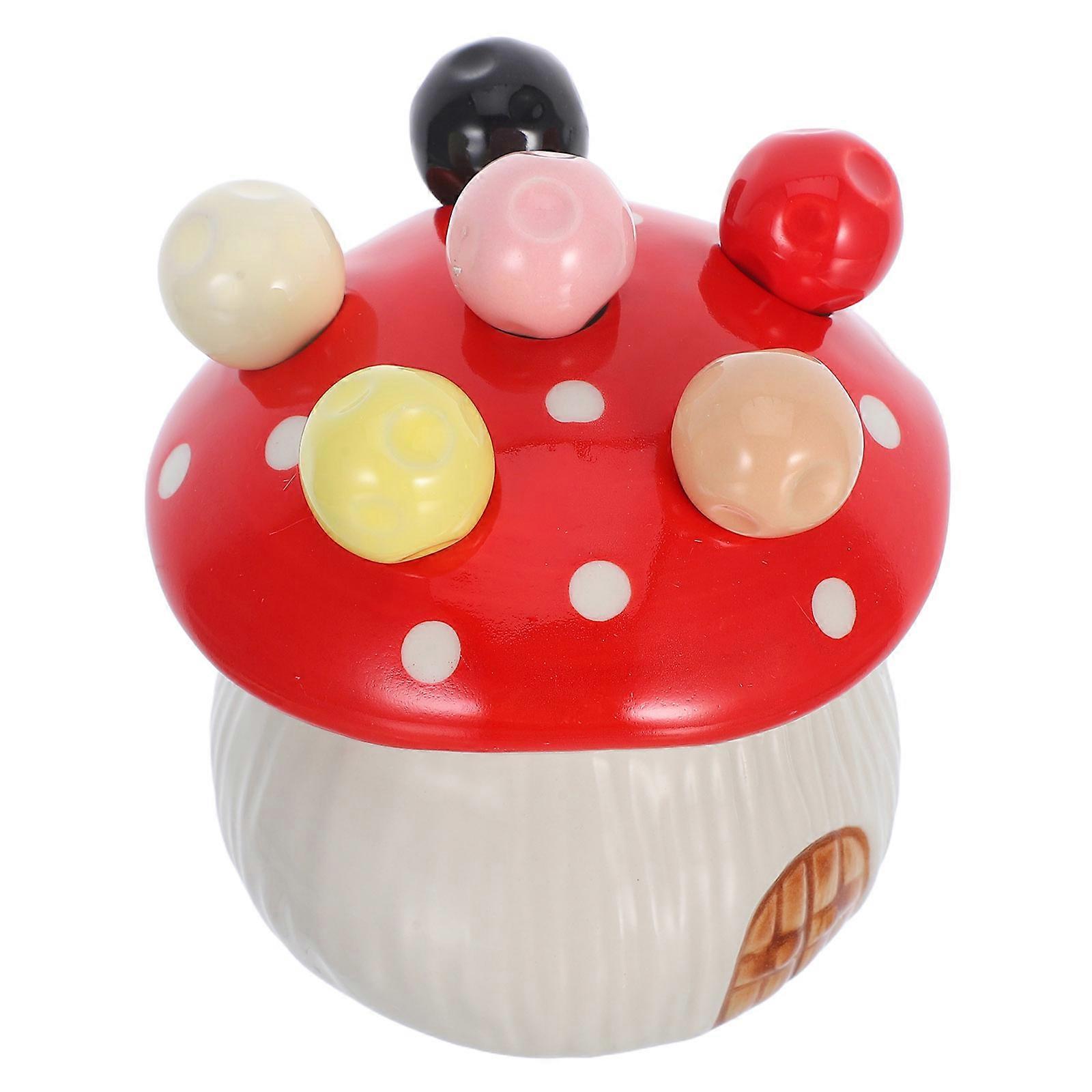 Whimsical Design Fruit Fork Holder Ceramic Material For Families Organized Storage 1 Set