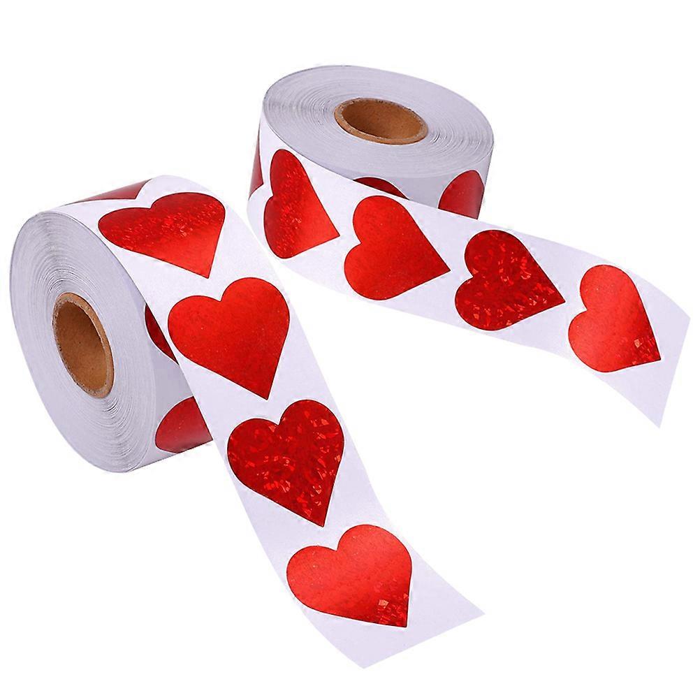 Heart Shape Decorative Stickers Valentine's Day Envelopes Sealing Labels 2 Rolls Copper Plate Material