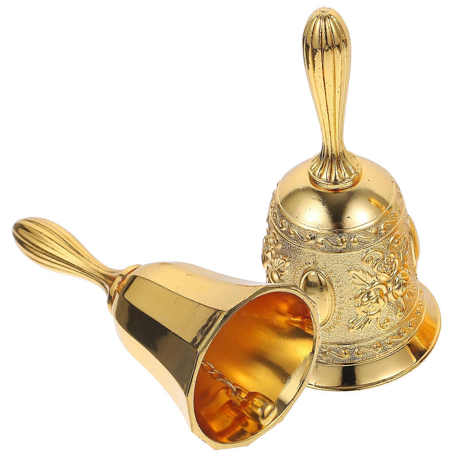 Golden Copper Alloy Hand bell for Party Use with Vintage Style and Clear Ringing Sound 2pcs