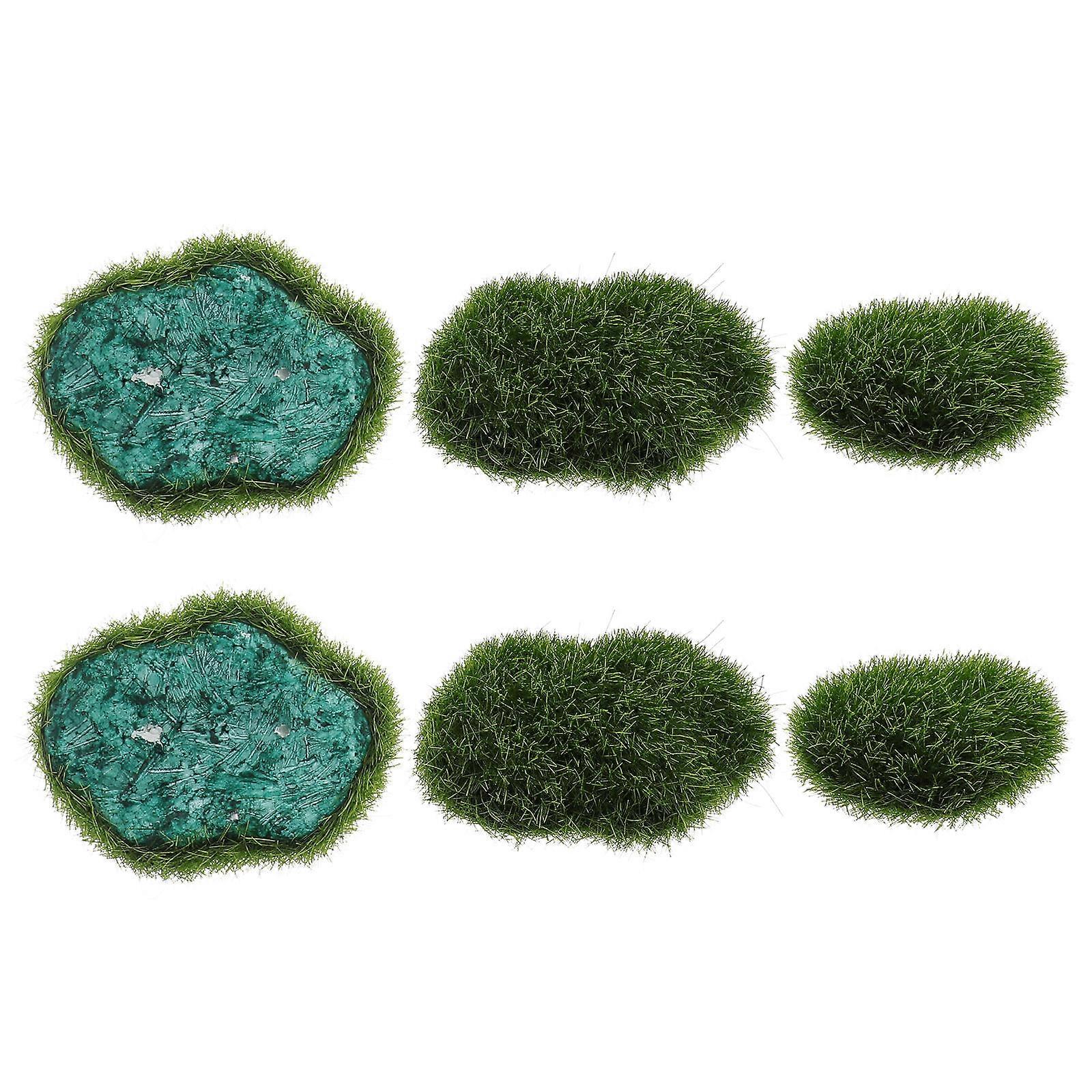 Simulated Moss Stones Moss Stone Props for Decor 6Pcs Green Assortment