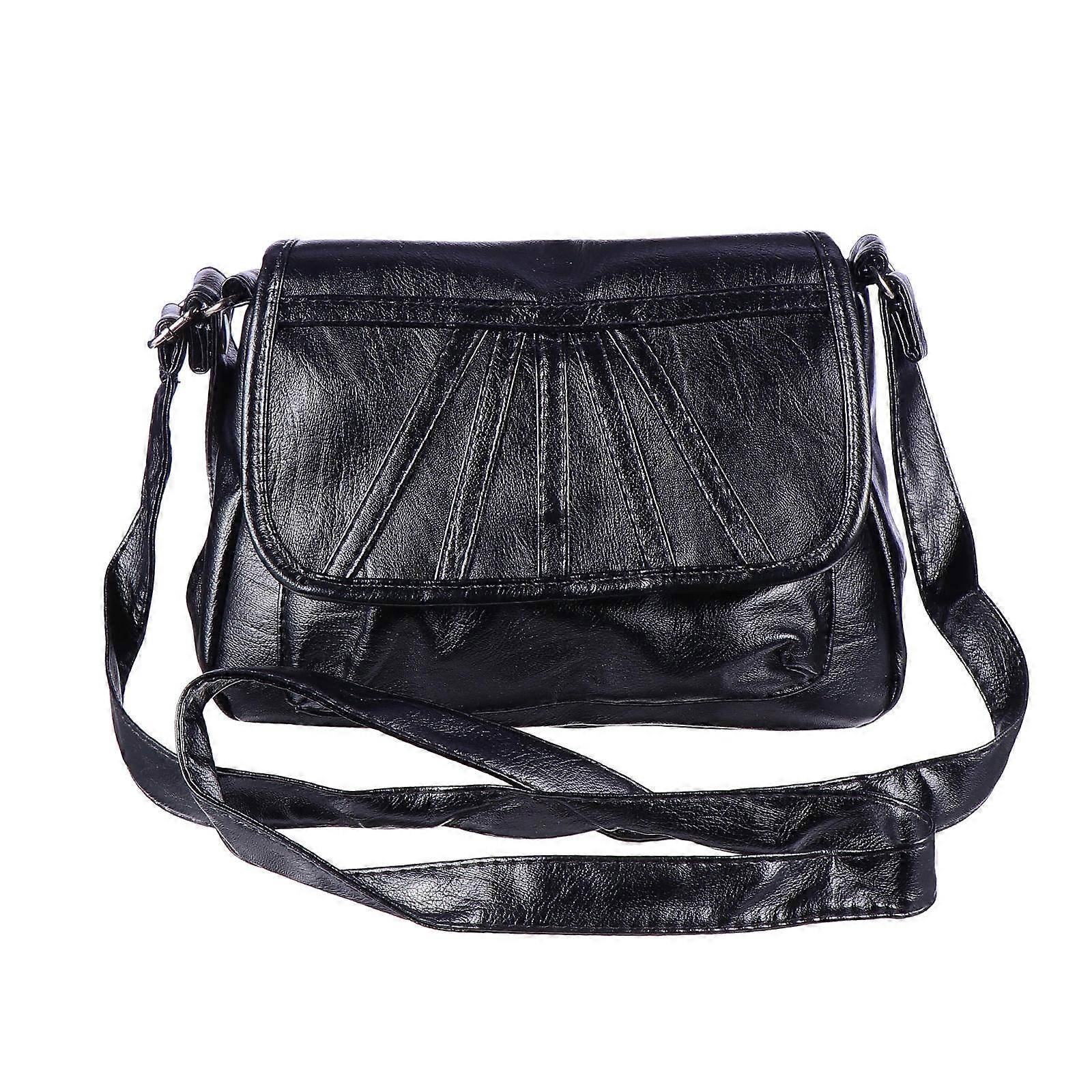 Fashion PU Crossbody Handbag for Storage Use Black with Moderate Capacity 1Pc