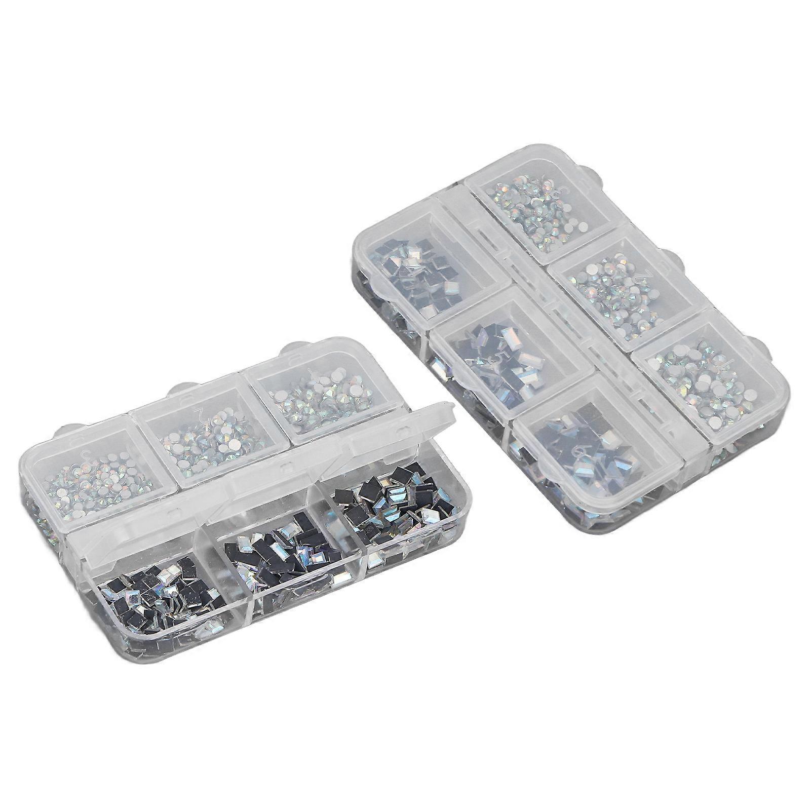 2pcs 6-Grid Nail Art Decorations Flat Bottom Glitter Manicure Set