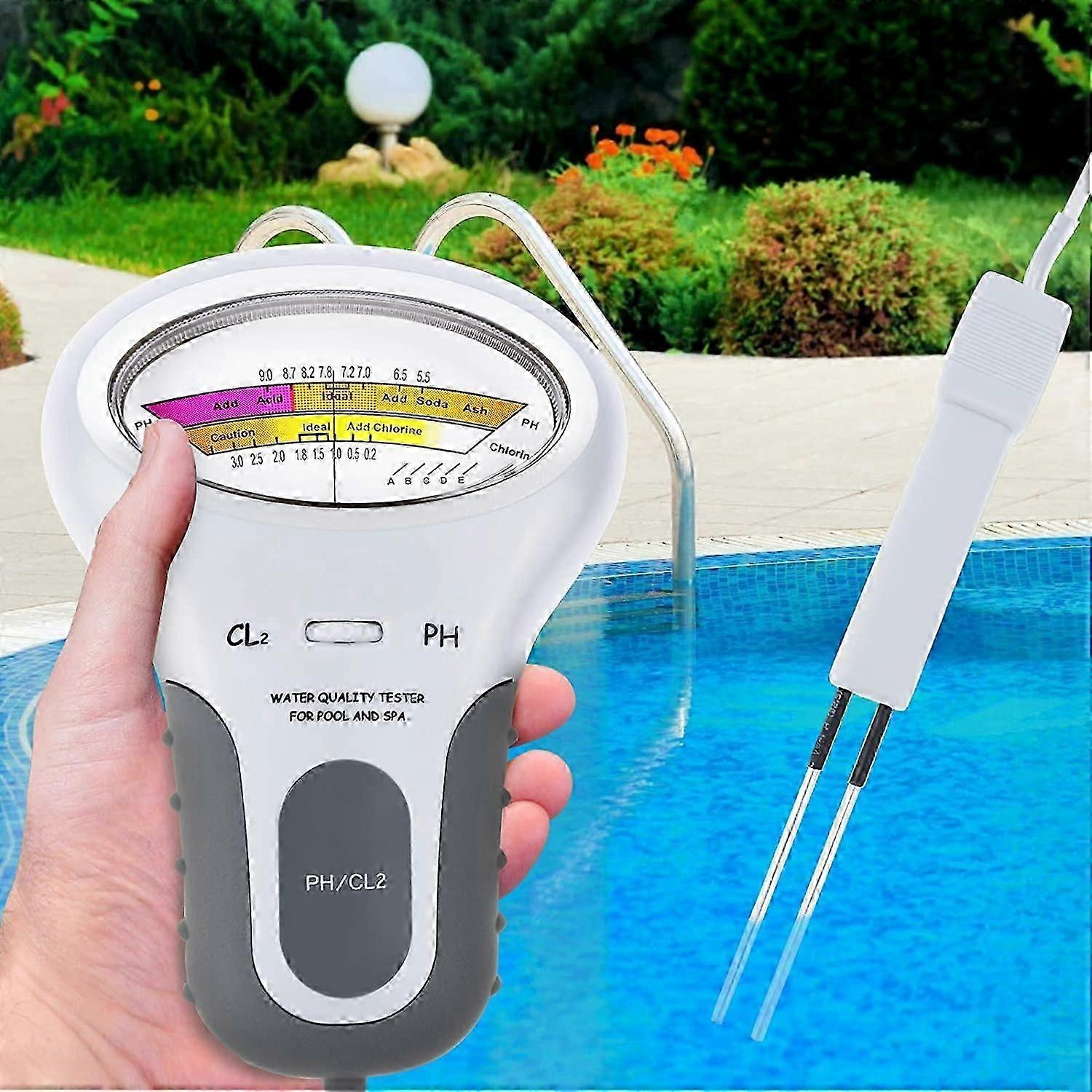 Testeur de piscine de chlore et de pH-mètre 2-en-1, analyseur de surveillance de l’analyse de la qualité de l’eau de spa d’analyse de la qualité de l’eau CL2, portable portable