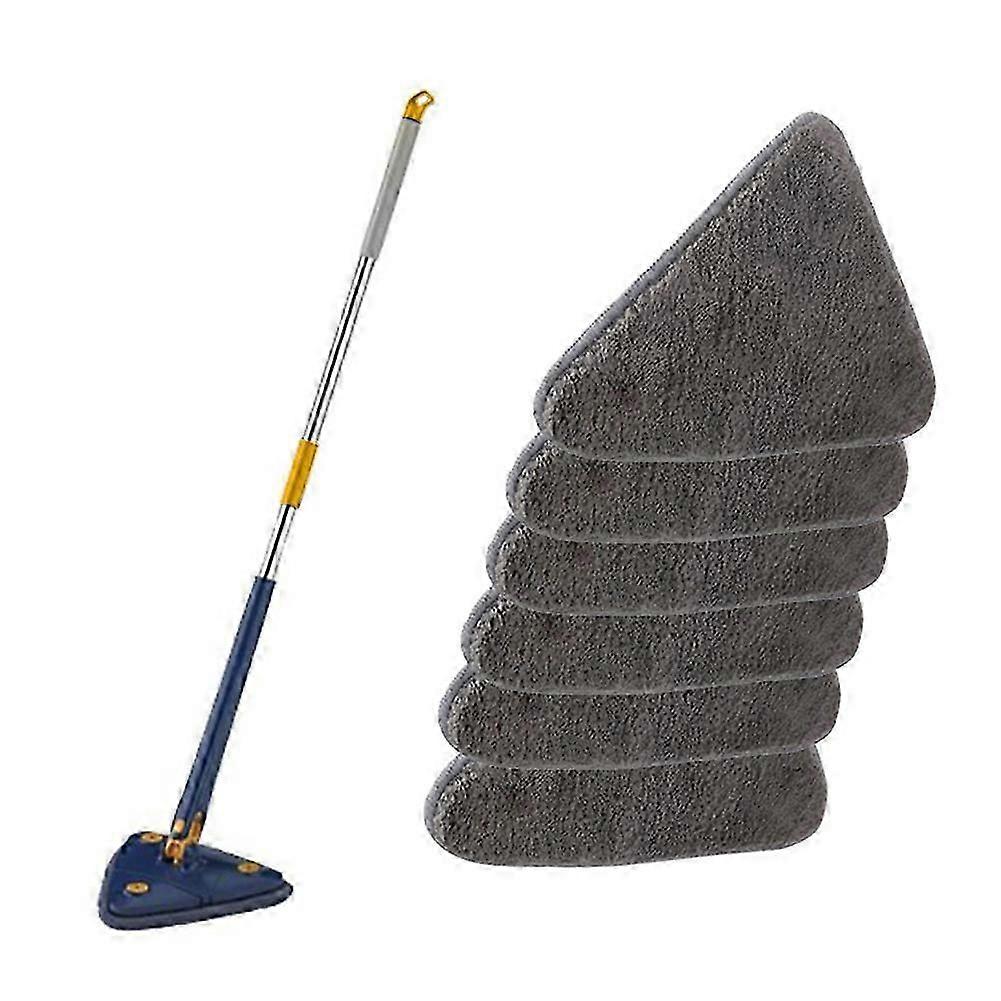 360 Rotating Adjustable Cleaning Mop, Triangle Cleaning Mop with Automatic Water Squeeze Function for Dry and Wet,Blue