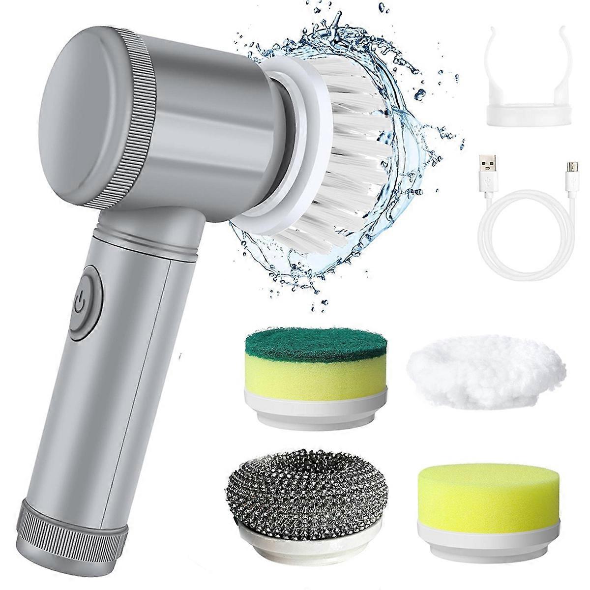 5pcs Handheld Cordless Electric Cleaning Brush for Kitchen Cleaning Tool Multi-Function Automatic C