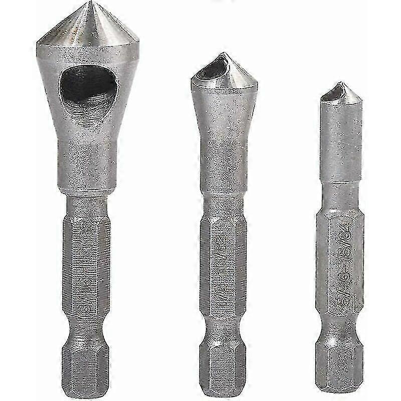 Countersink Deburring Tool Set 1/4" Hex Shank Chamfer Wood Countersink Deburring Drill Bit Tool 5/64" 1/8" 3/16" (pack Of 3)