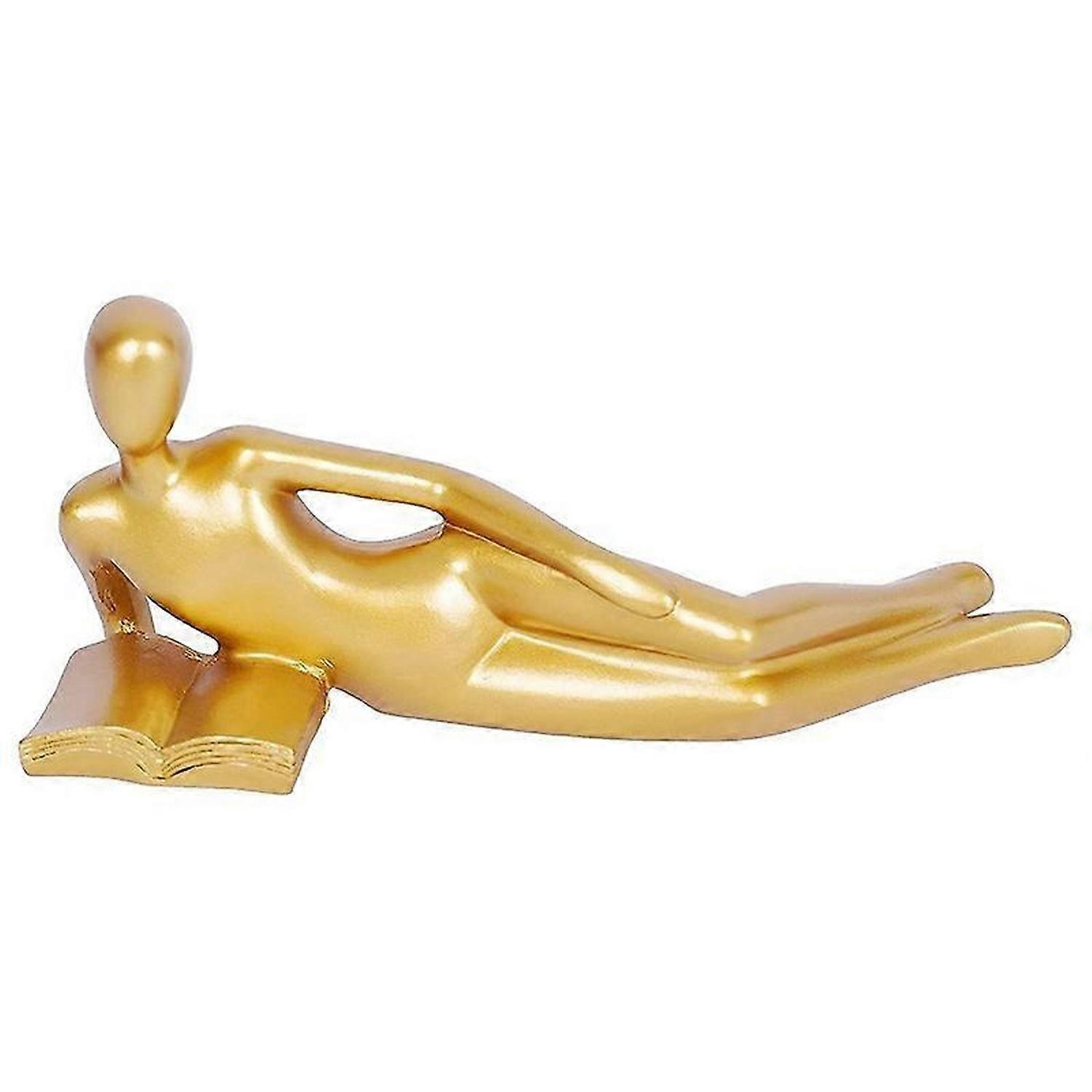 Gold Decor Reading Statue Home Decorations B
