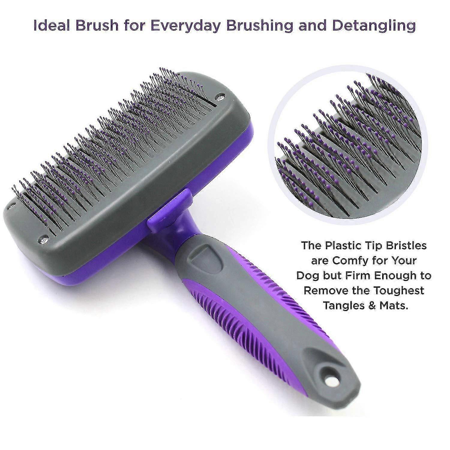 Hertzko Self-cleaning Slicker Brush For Dogs - The Ultimate Dog Brush For Shedding Hair, Fur, - Comb For Grooming Long Haired Short Haired Dogs, Cat