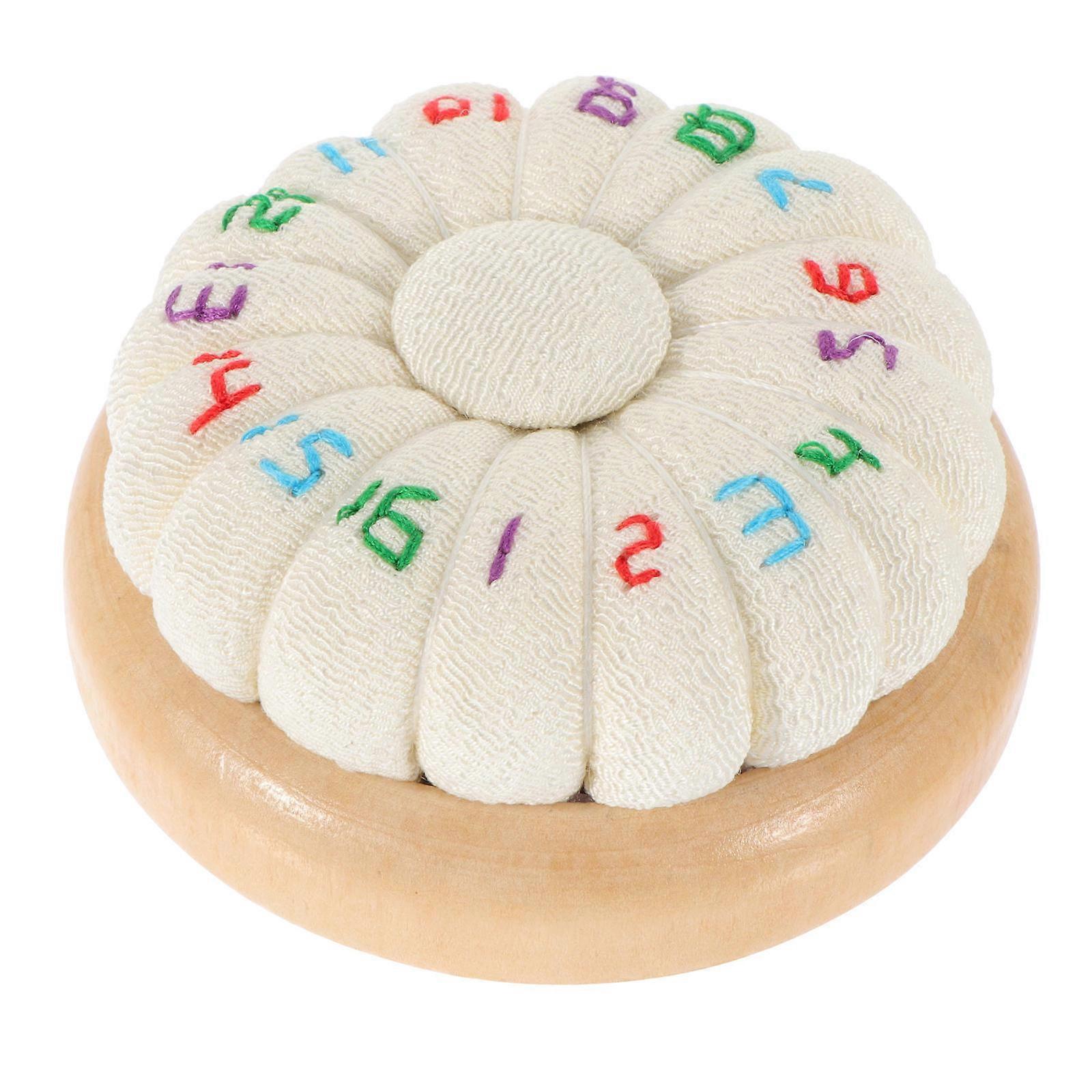 Pumpkin Shape Embroidery Pin Cushion Wooden Pin Cushion for Needle Use