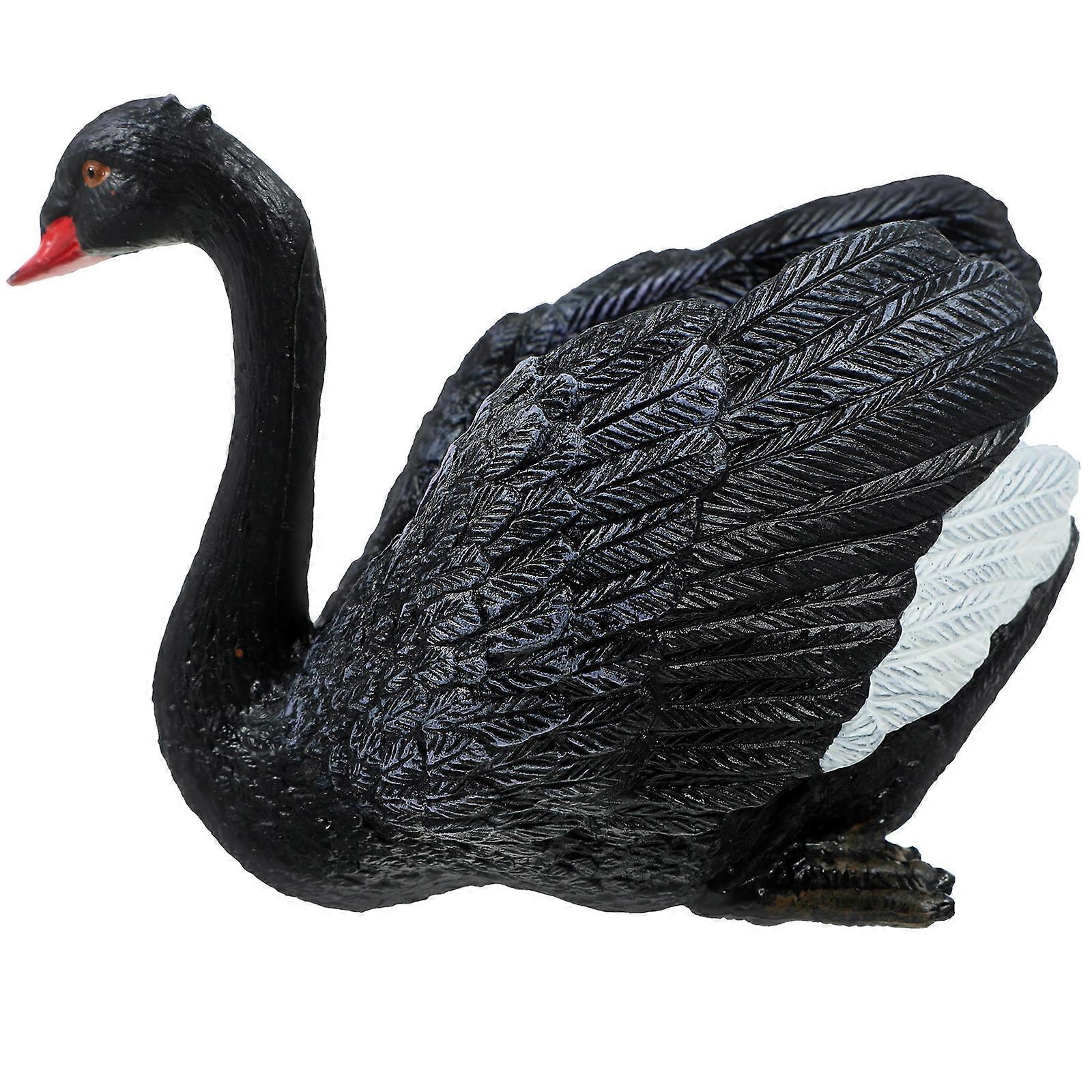 Black Swan Figurines Decoration Small Swan Sculpture 5Pcs PVC