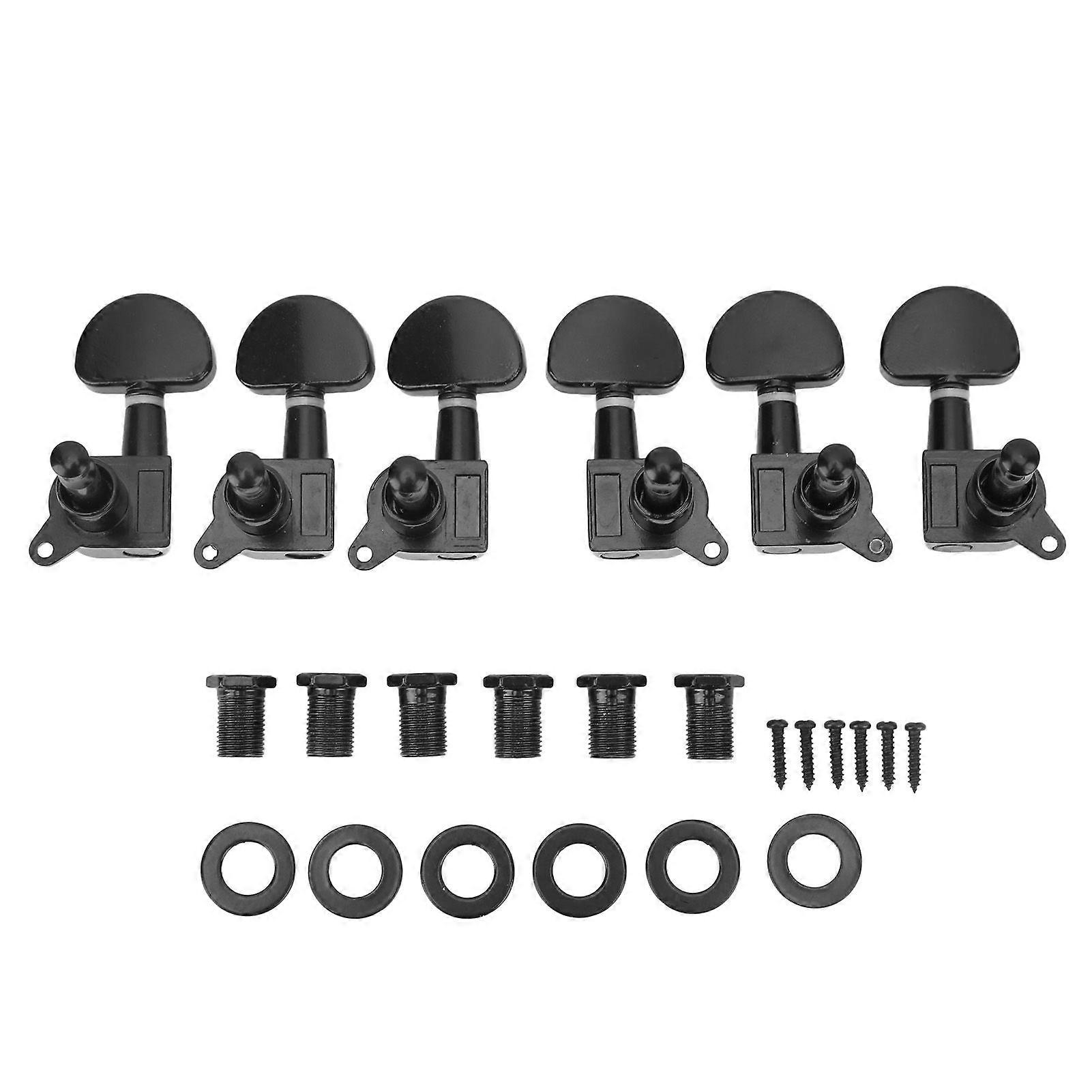 3R3L Guitar Locking Tuners Semicircle Head Heavy Duty Internal Gear Bevel Angle String Tuning Pegs Black