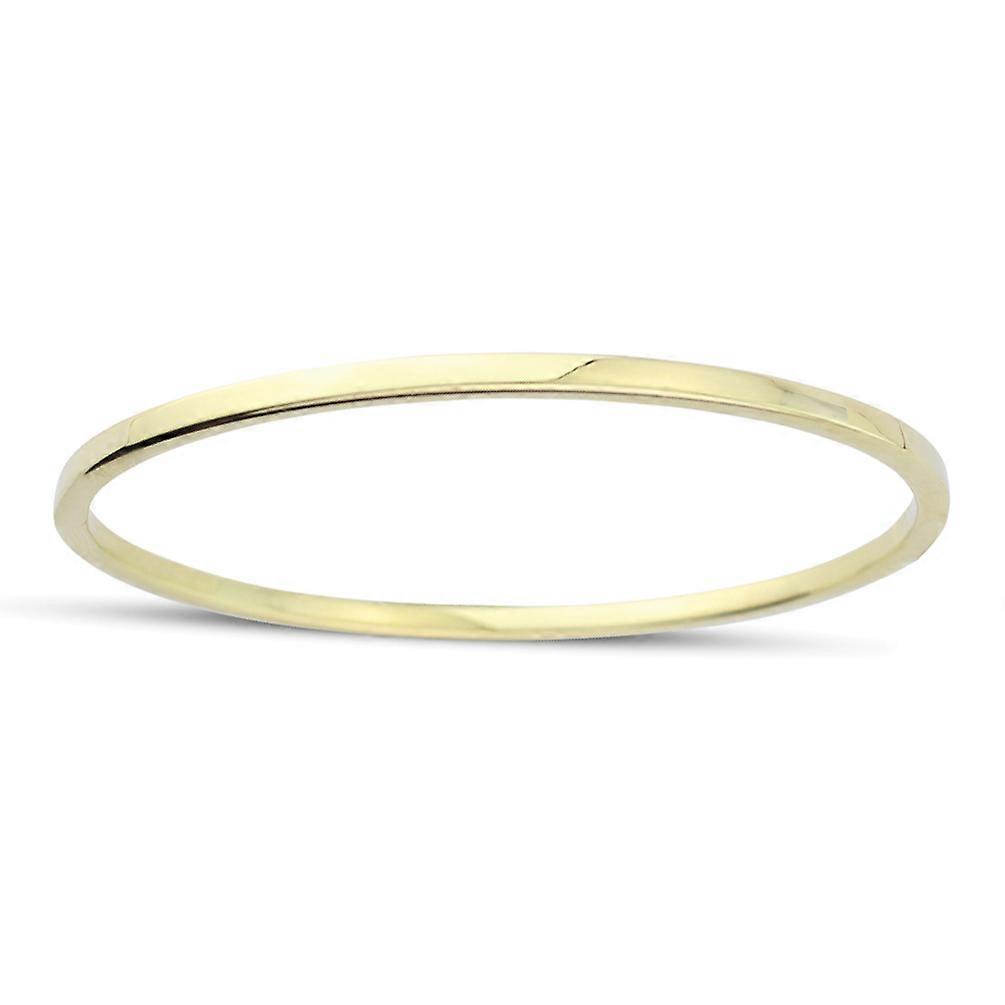 Jewelco London Ladies 9ct Yellow Gold Hollow Square Tube Minimalist Bangle Bracelet - 2.5mm