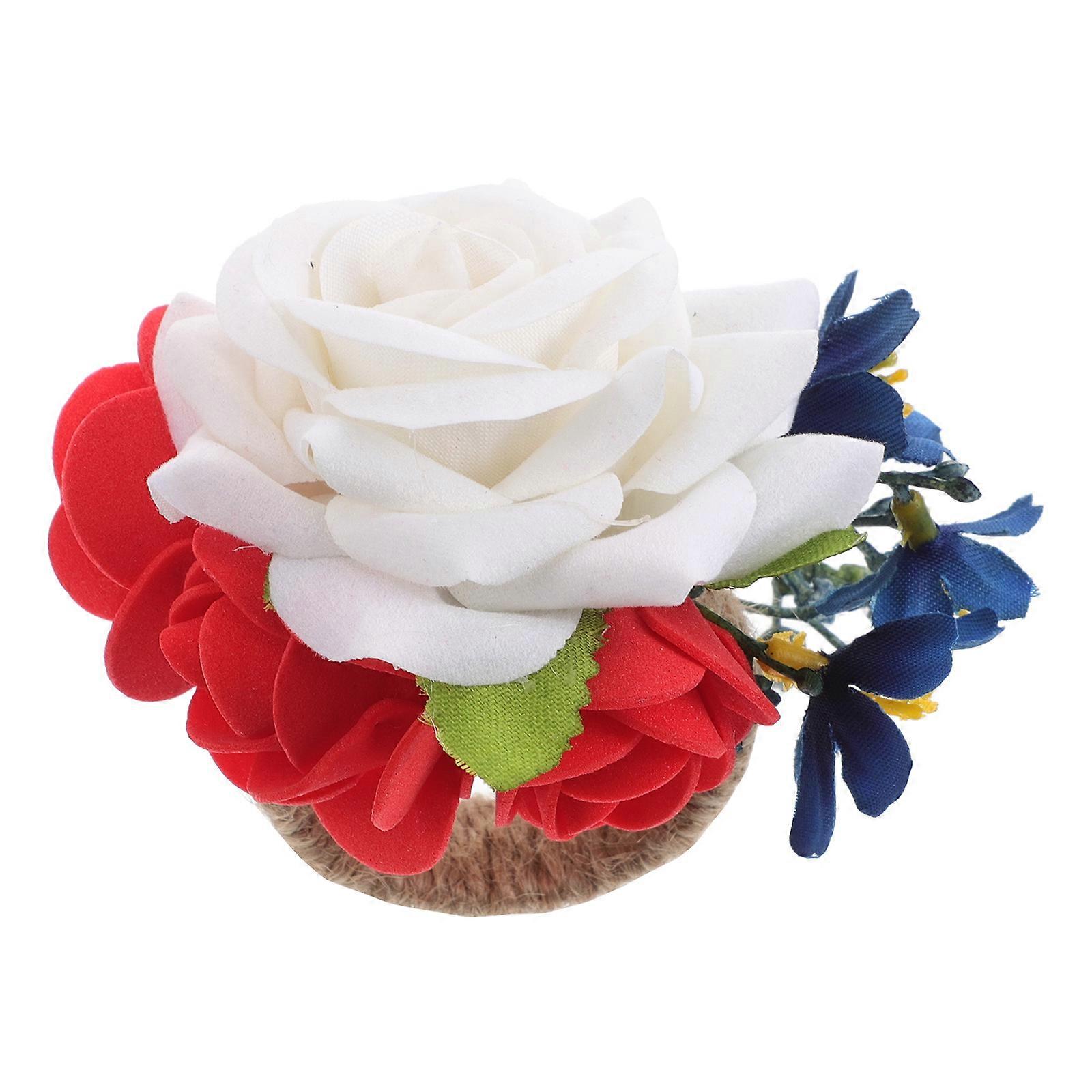 Floral Napkin Ring Holder for Independence Day Party 3Pcs Set