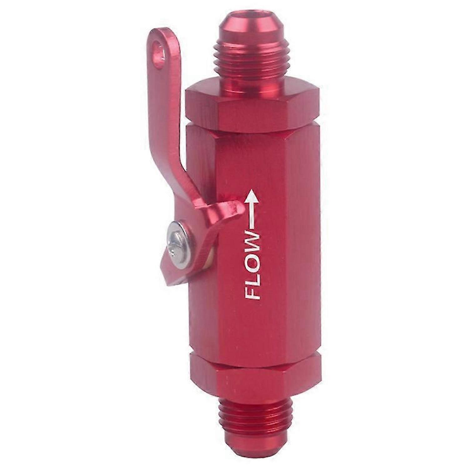 Aluminum Inline Fuel Filter Shut Off Valve with Cable Lever(Red)