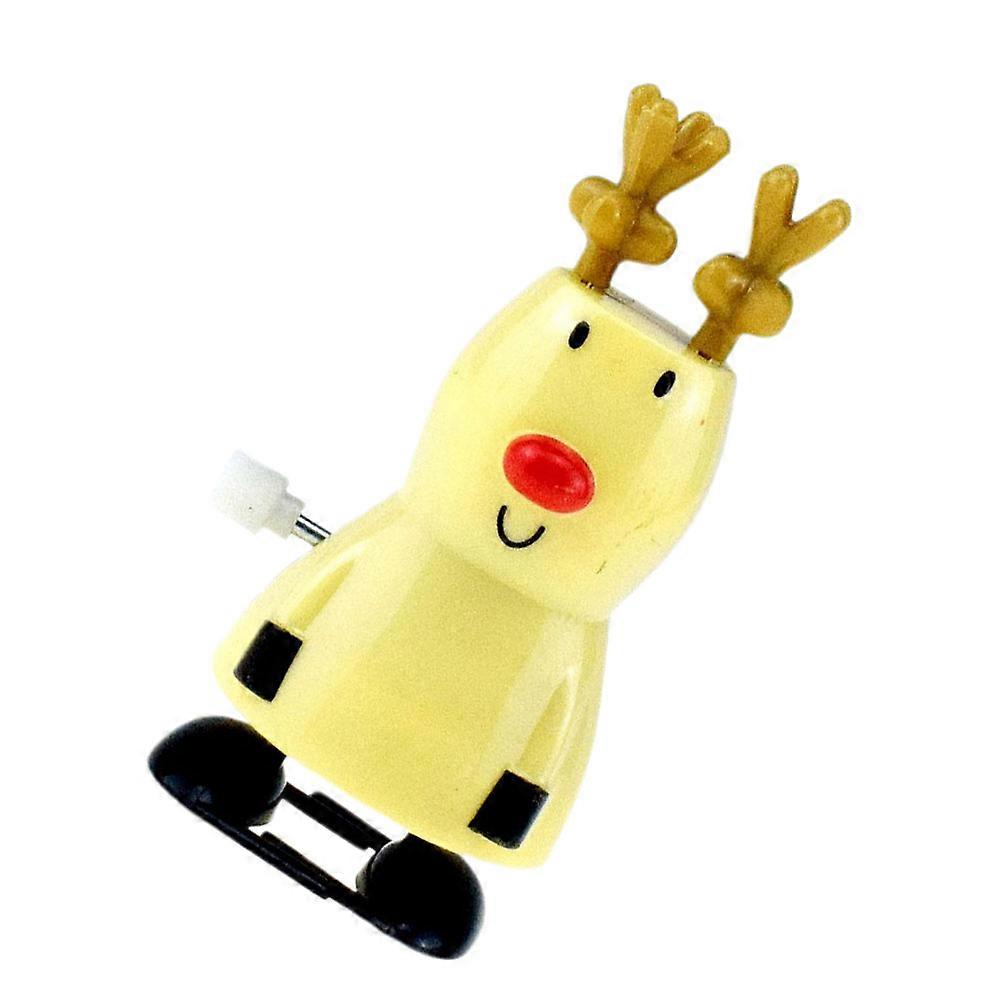 Christmas Clockwork Toy Yellow Walking Elk Toy for Kids Practical Jokes 2Pcs