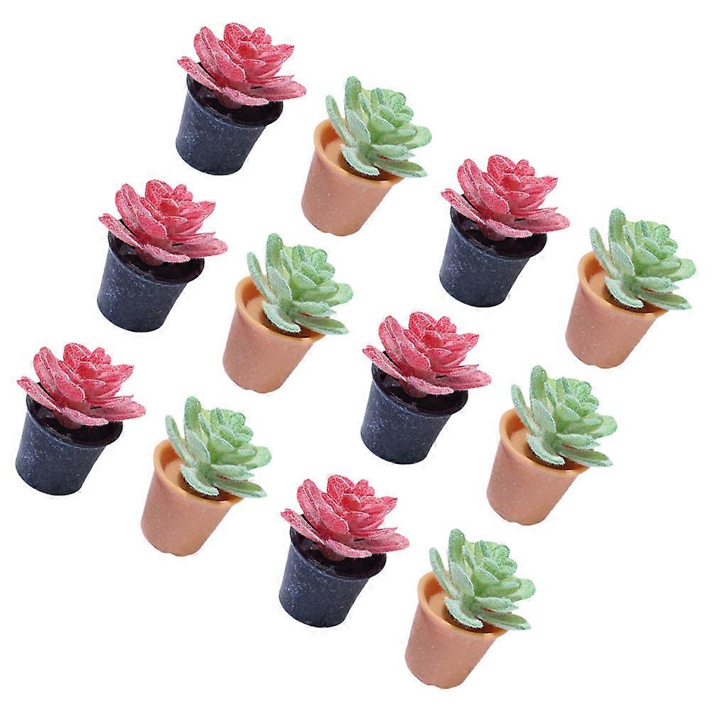 Assorted Color Miniature Plant Figurine for Decor 12Pcs Tiny Bonsai Model