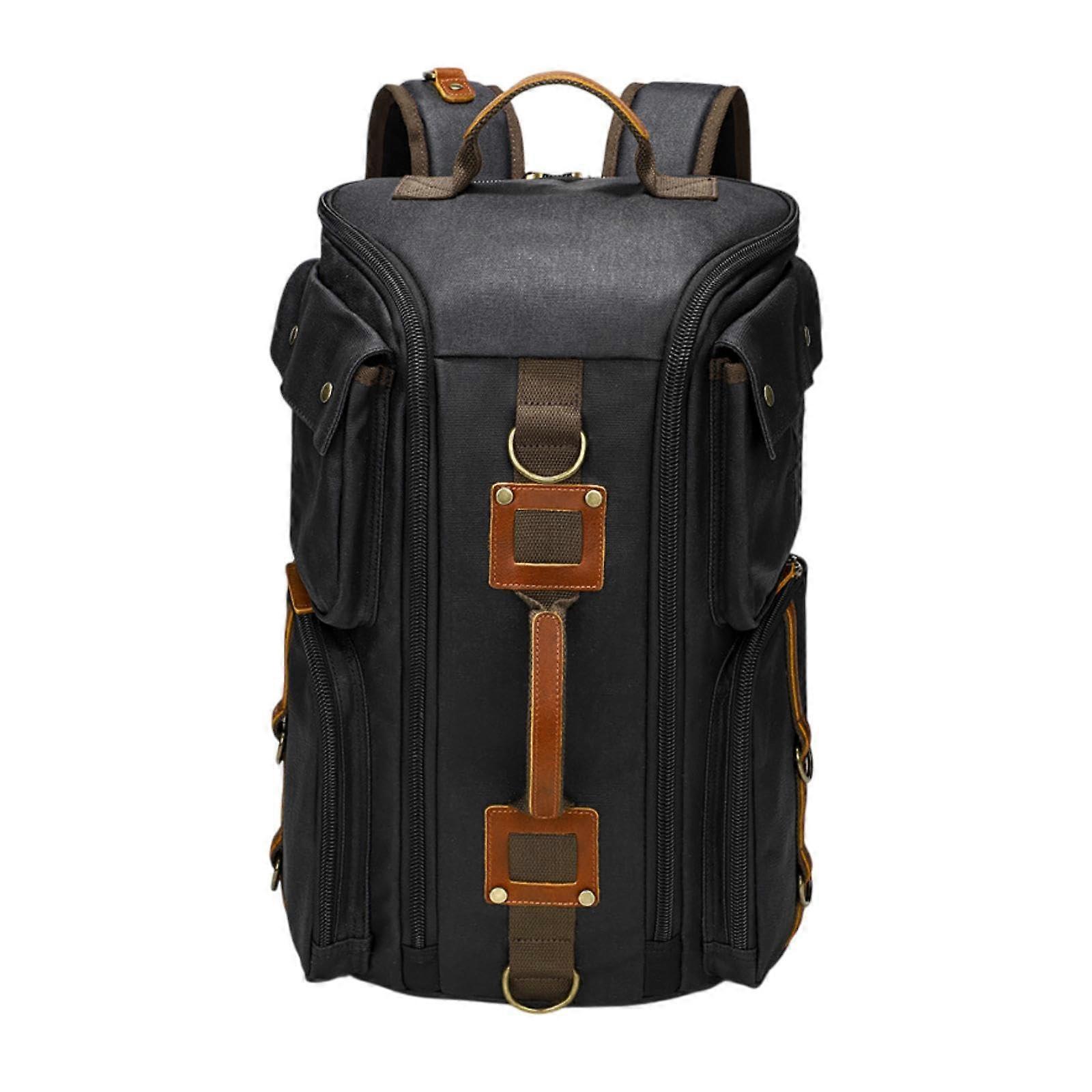 Canvas Backpack for Men Large Capacity 16Inch Laptop Backpack for Work and Hiking Black