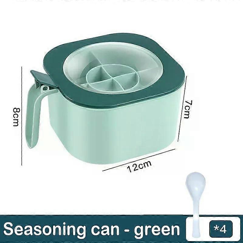 4 In 1 Spice Jar Seasoning Box with Spoon Multi Compartment Salt Pepper Spice Condiment Container Jars Pots Kitchen Accessories