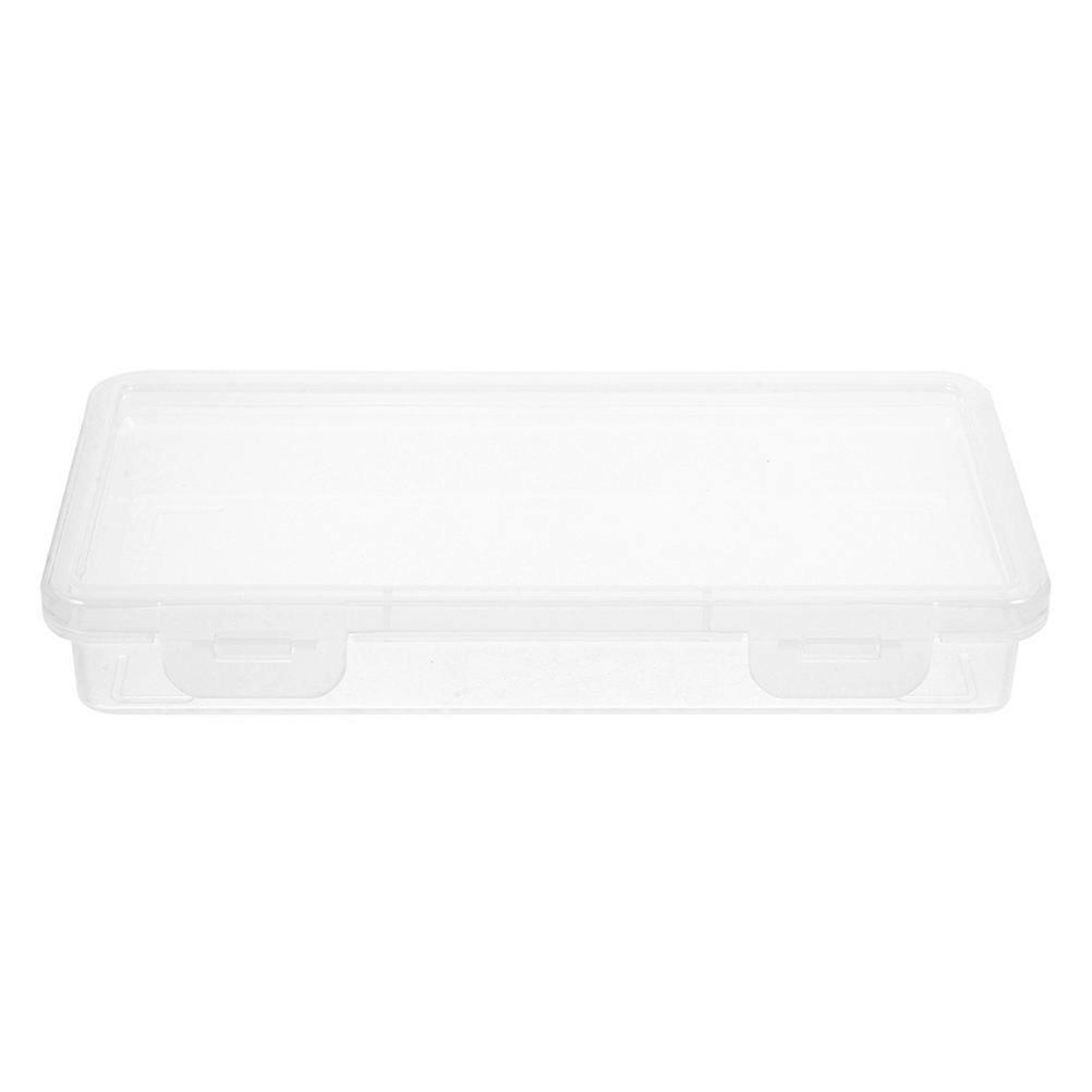 Pencil Box Plastic Storage Container For Students And Artists School Use With Rectangular Simple Design In Transparent 1Pcs