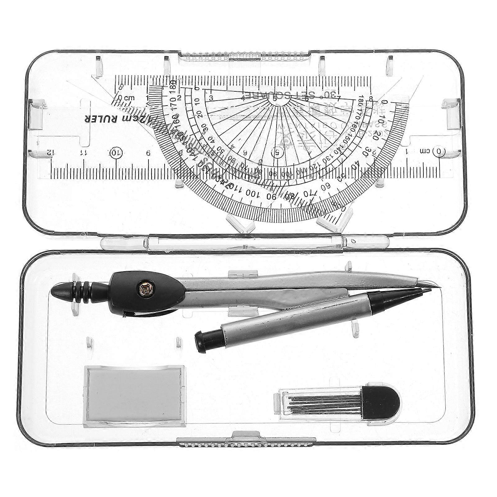 Mathematical Drawing Set Including Compasses Ruler For Classroom Learning Assorted Color 5Pcs