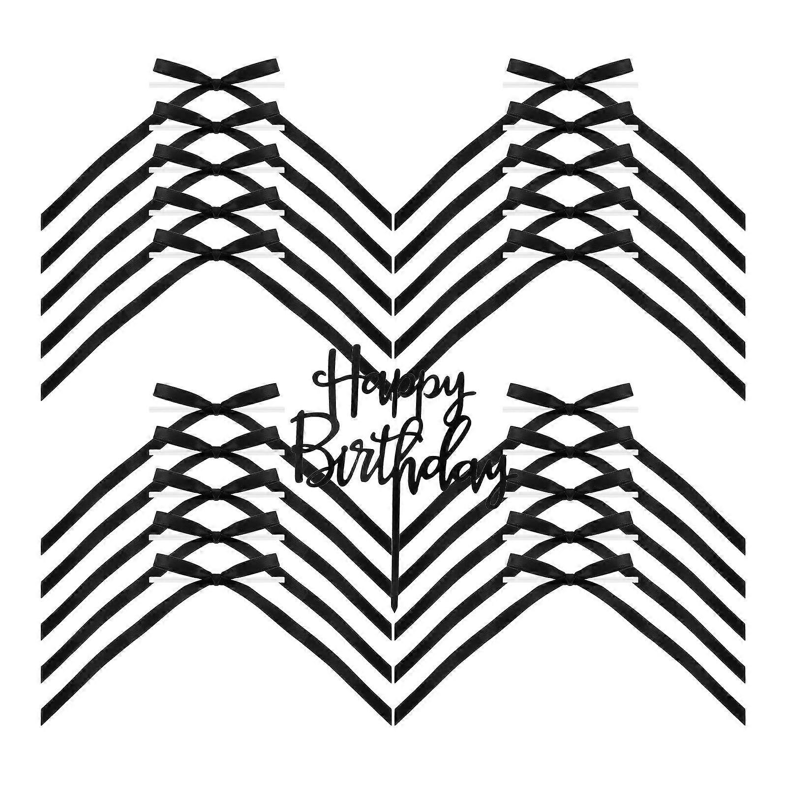 Bow Cake Toppers for Party 3Sets Featuring Happy Birthday Sign