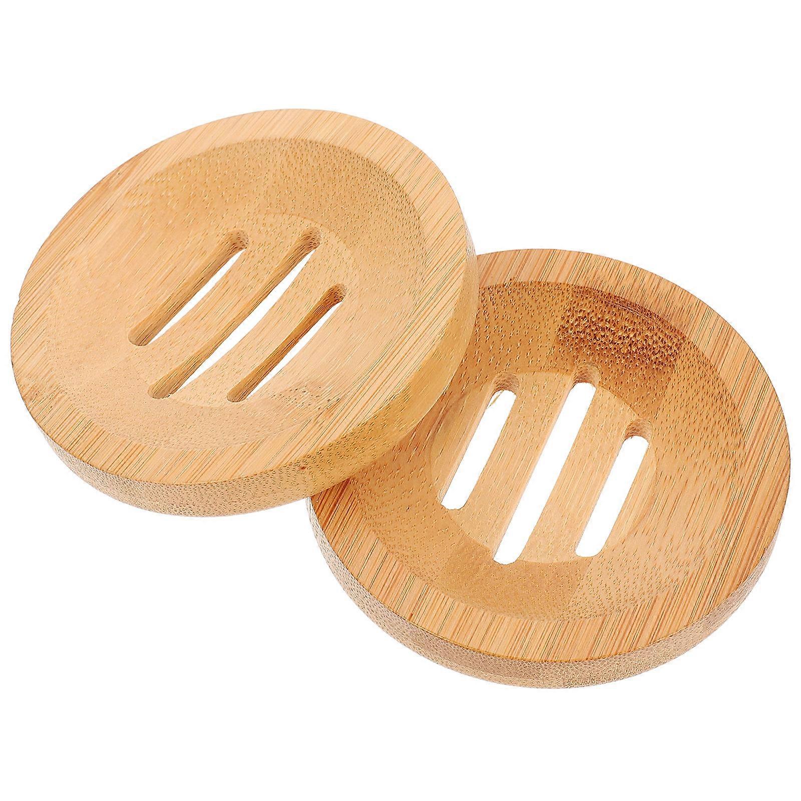 10 Pcs Wooden Soap Holder For Bathroom And Kitchen Sink Space Saving Drainage Tray With Simple Design And Round Shape