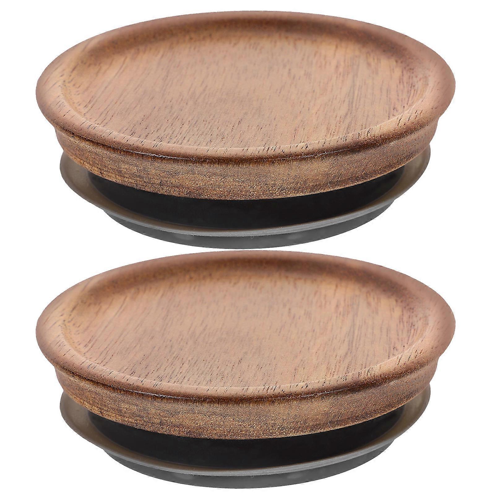 Regular Mason Jar Lids 2Pcs Airtight Seal Round Wooden Lids for Kitchen Storage Jars Compatible with Most Jars Light Brown