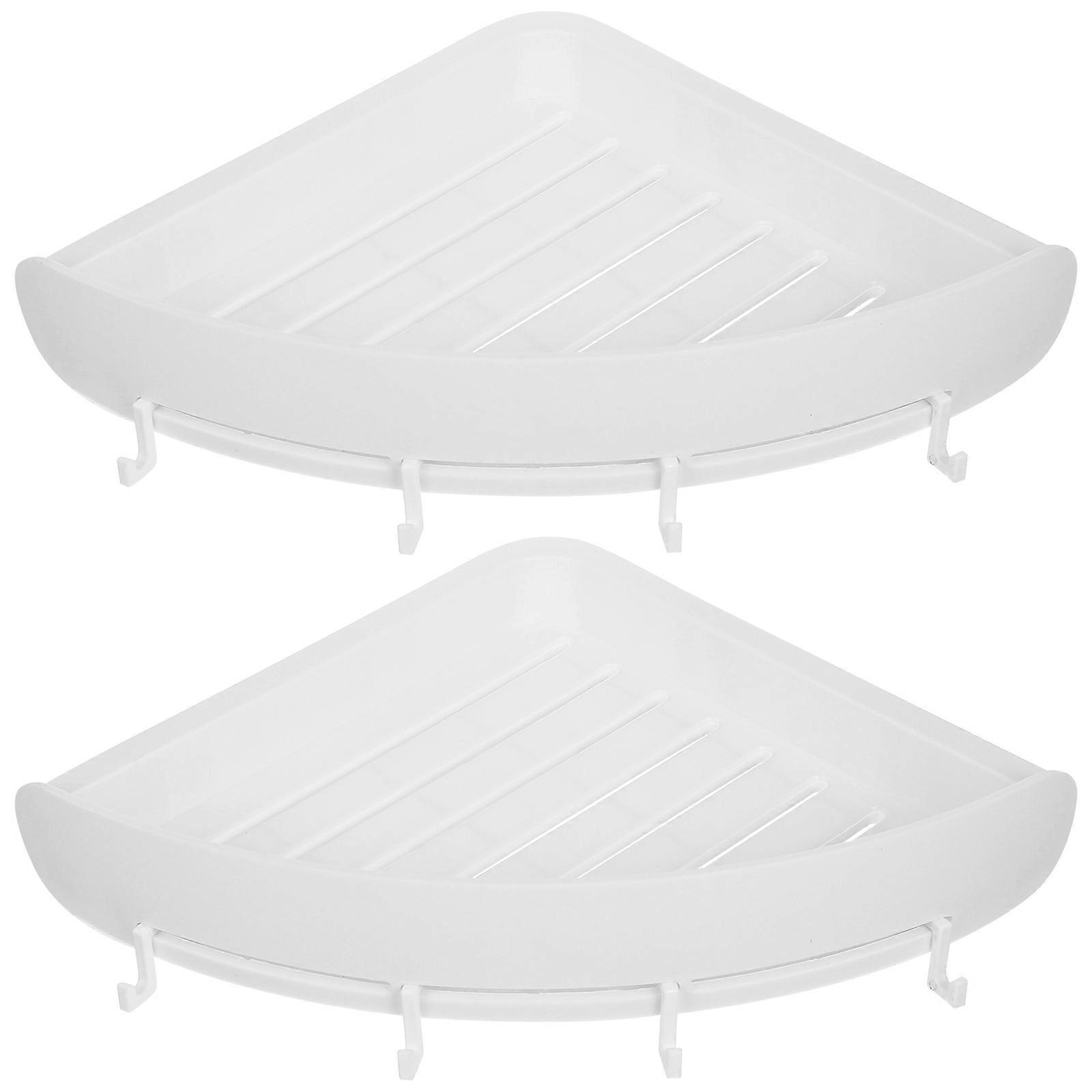 Corner Shelf Bathroom Storage Rack for Toiletries 2Sets White
