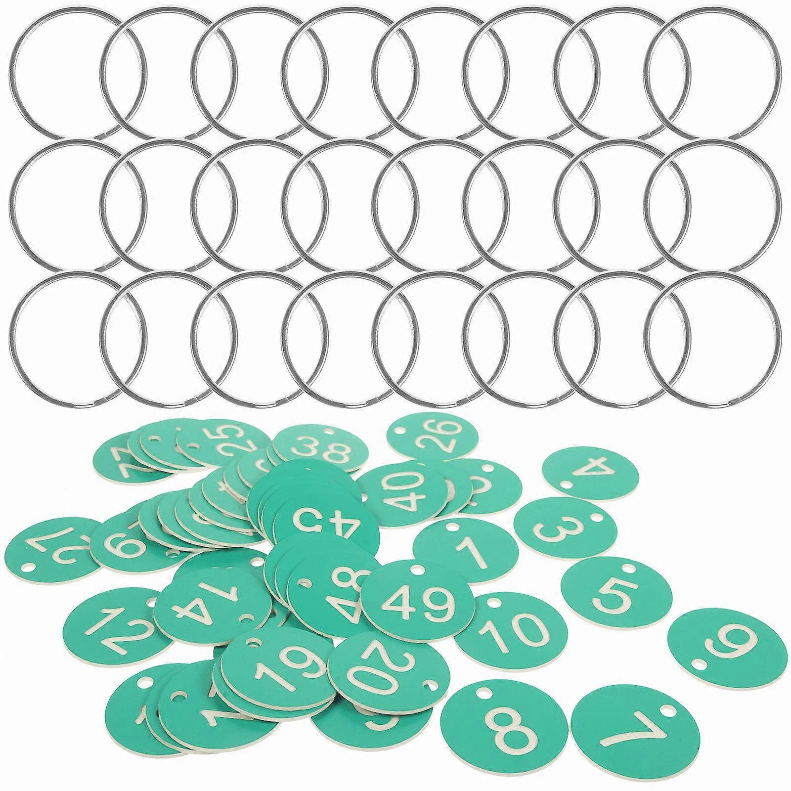 Portable Round Number Tags Acrylic Number Tags for Marking 100Sets with Rings