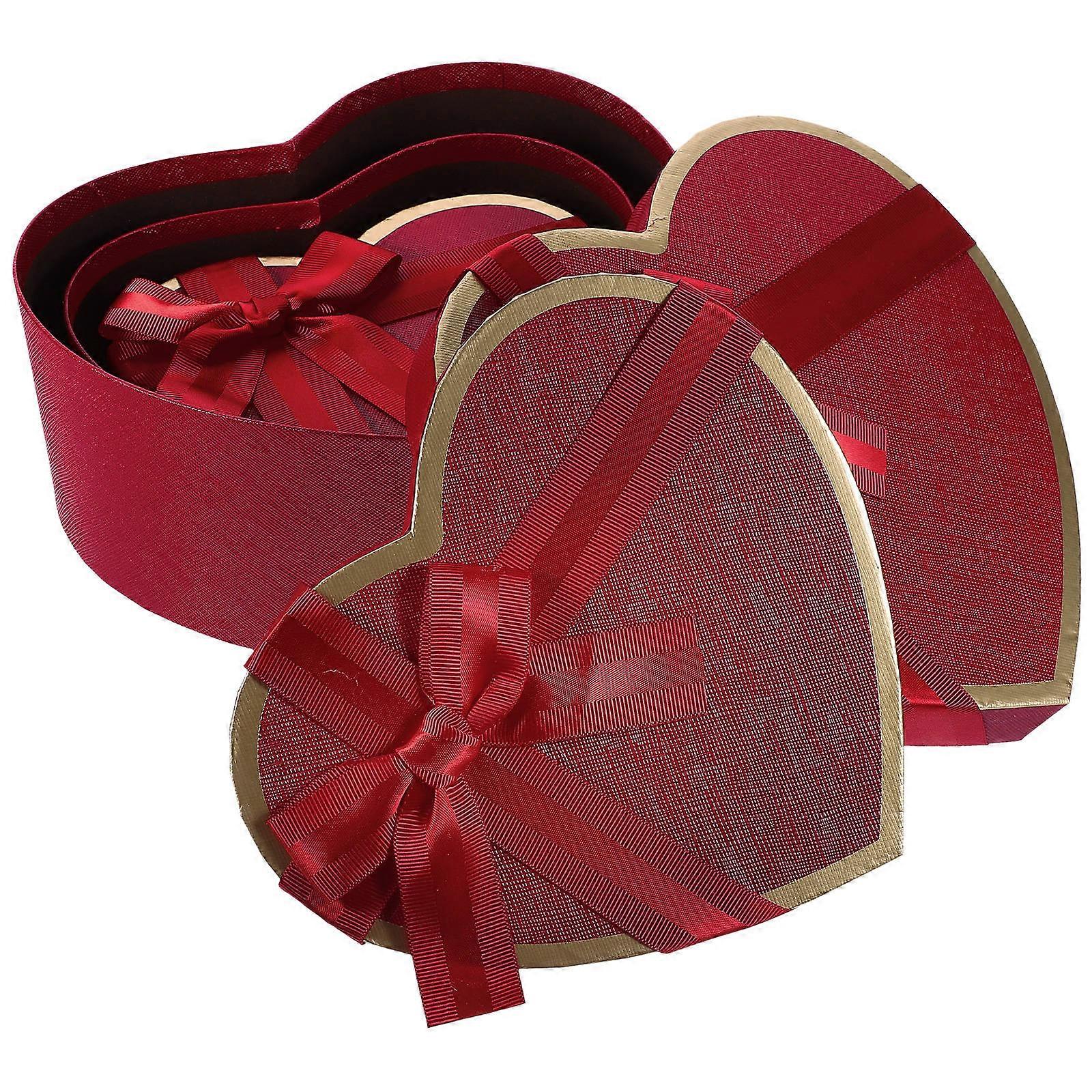 Red Paperboard Heart Box for Storage 12Pcs Heart Shaped Gift Boxes
