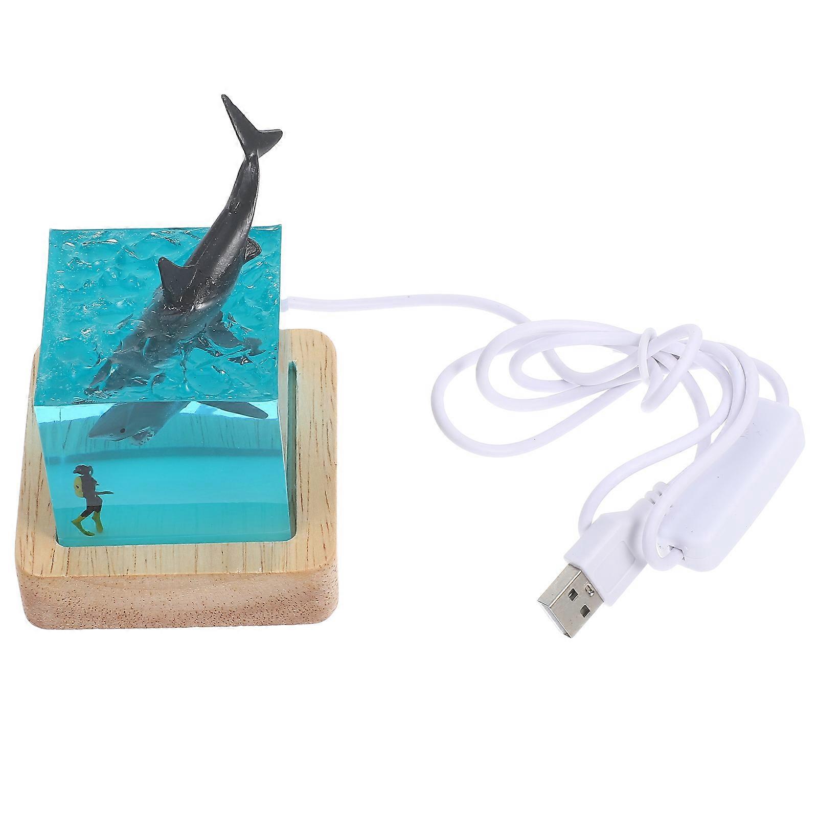 Mini Epoxy Resin Whale Lamp for Light 4Pcs Home Decor