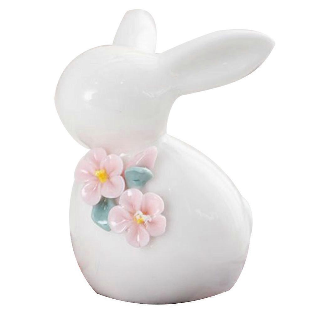 Porcelain Bunny Rabbit Figurine for Decoration Use 5Pcs Ceramic Set