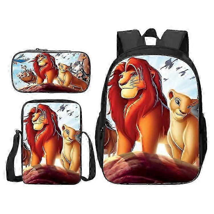 3st tecknad lejon kung skolväskor axelväska penna väska set flicka ryggsäck söta väskor för flickor Bpys födelsedagspresenter för barn