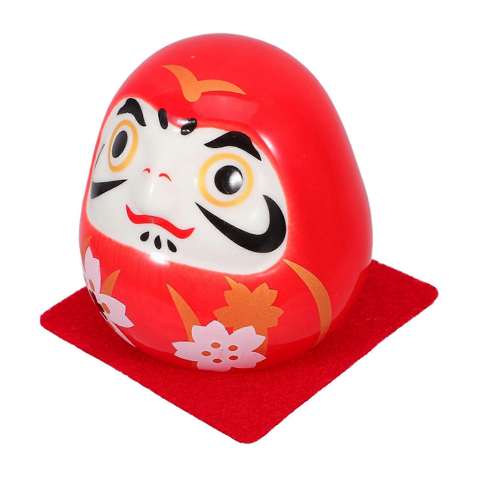 Japanese Zen Doll Ceramic Dharma Figurine Decorative 2Pcs Set