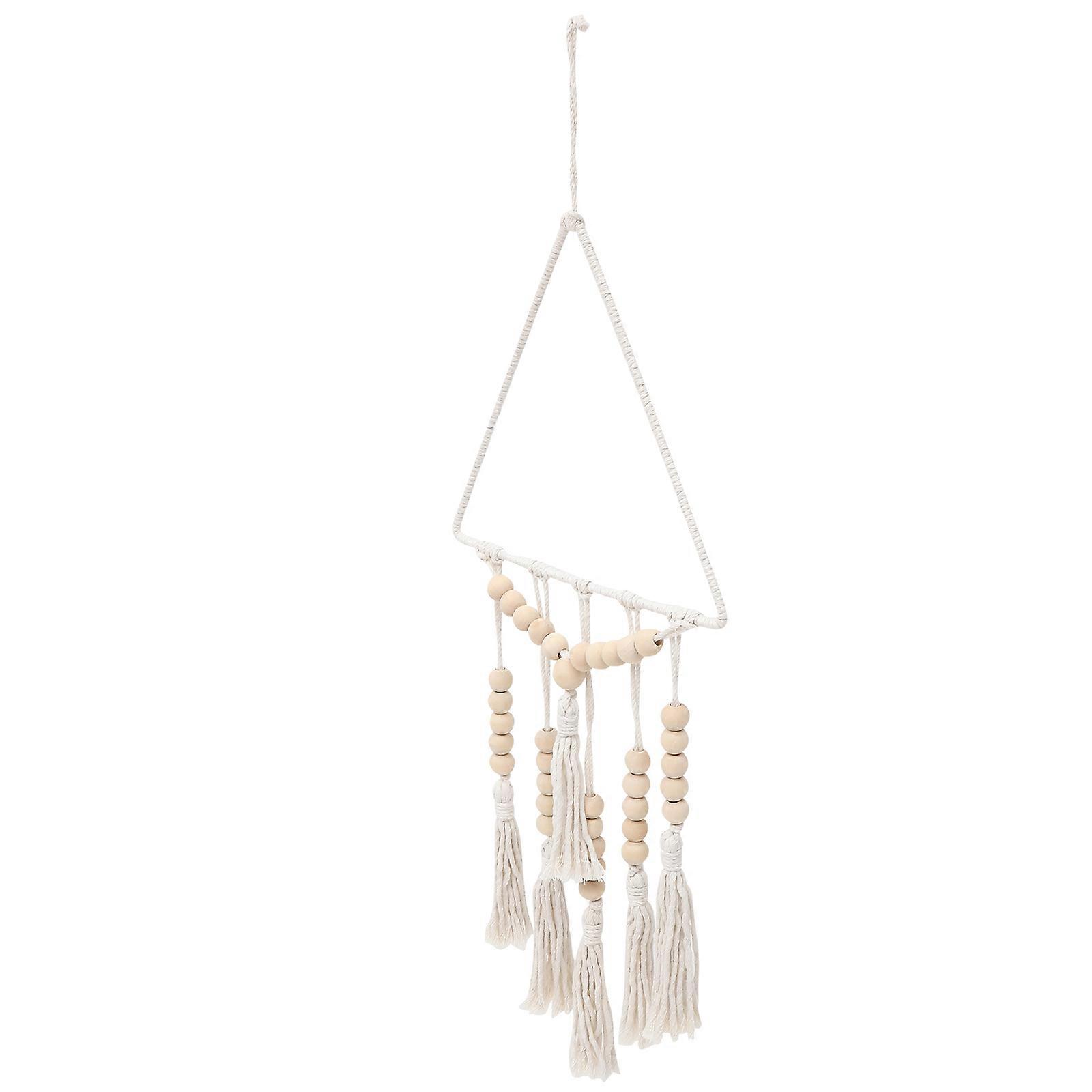 Beige Macrame Wall Hanging for Decor 3Pcs Boho Wooden Bead Tapestry Set
