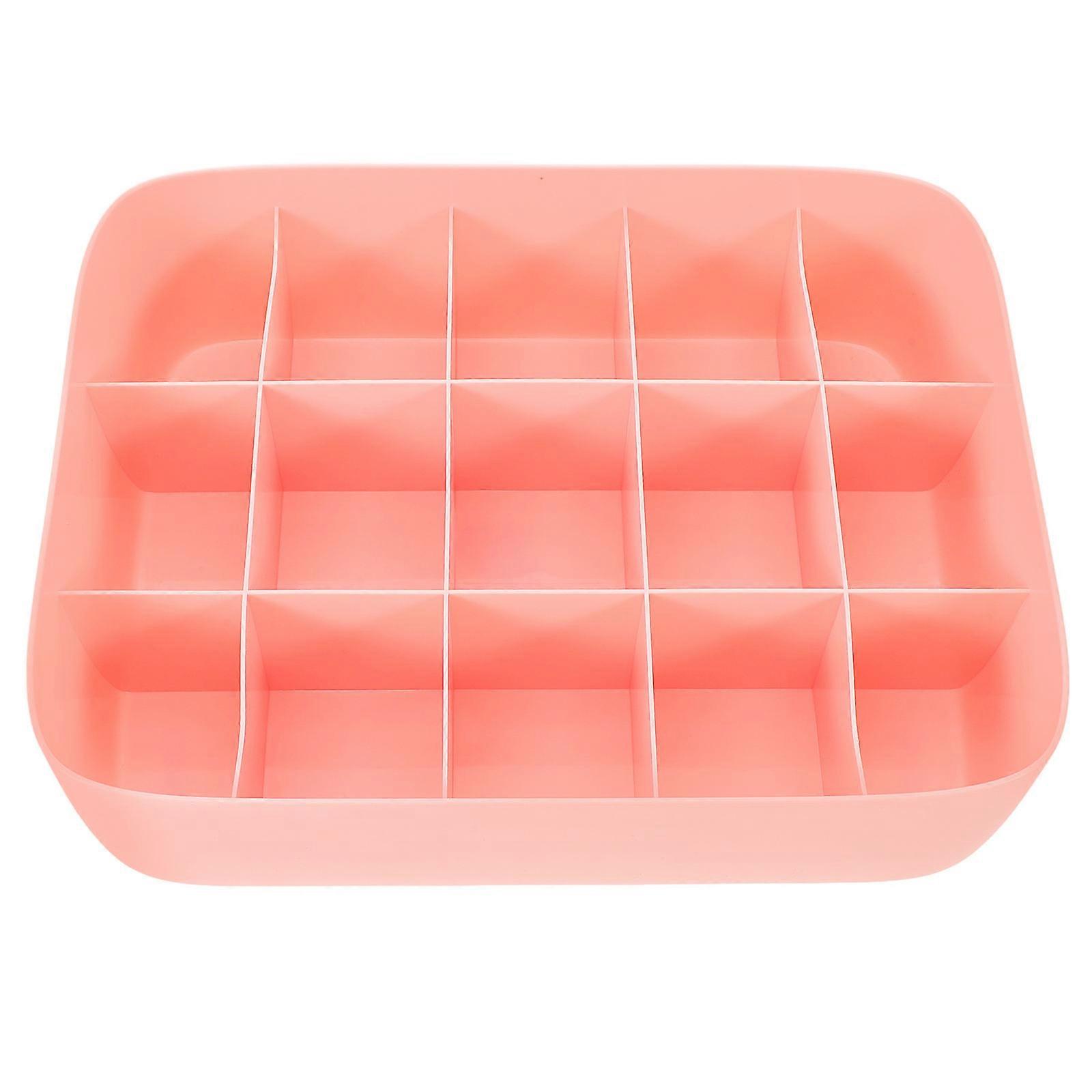Storage Basket Plastic Underwear Storage Box with Divider 2Pcs Pink