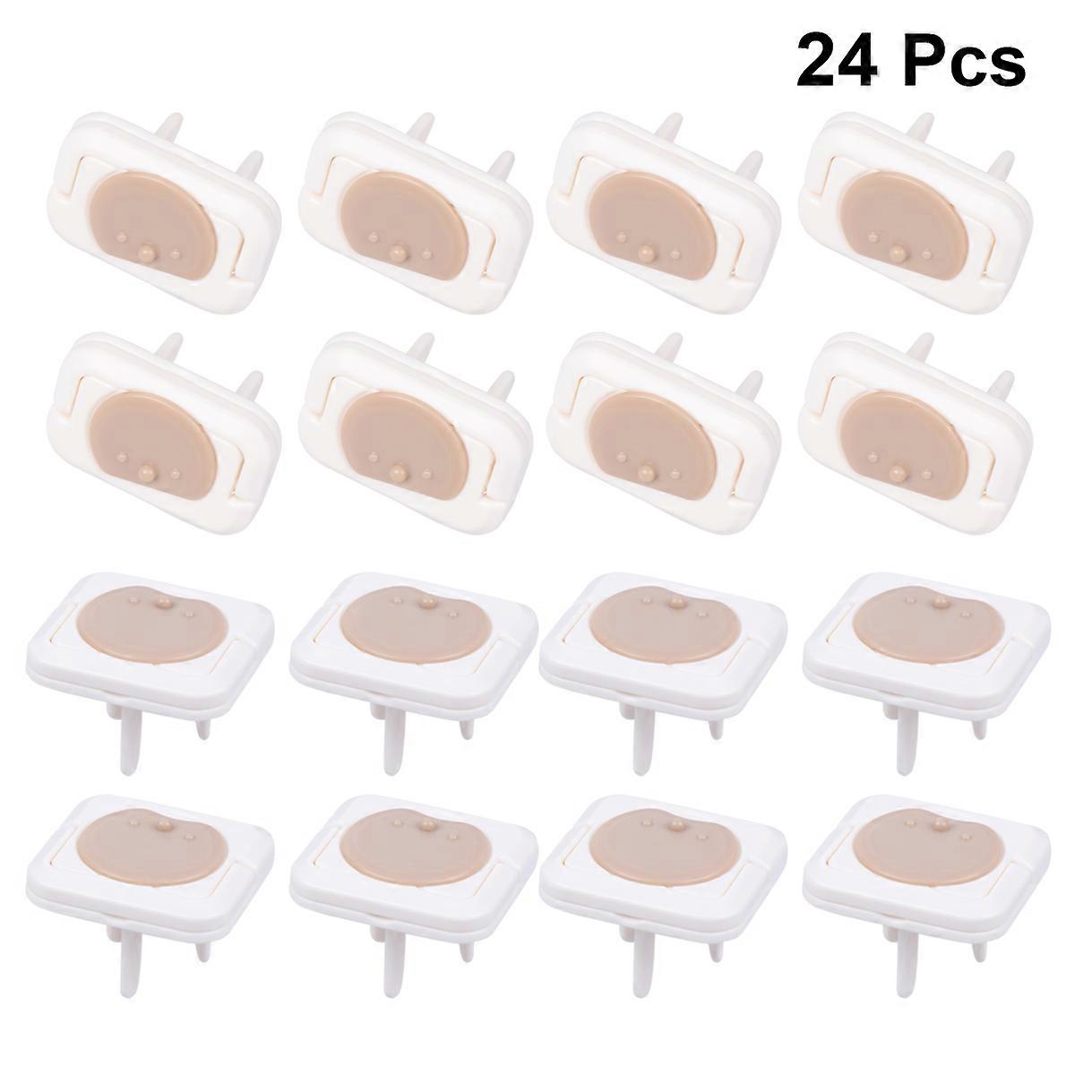 Insulated ABS Plastic Baby Socket Cover 24Pcs Brown Easy Unlock Mechanism Home Socket Cover