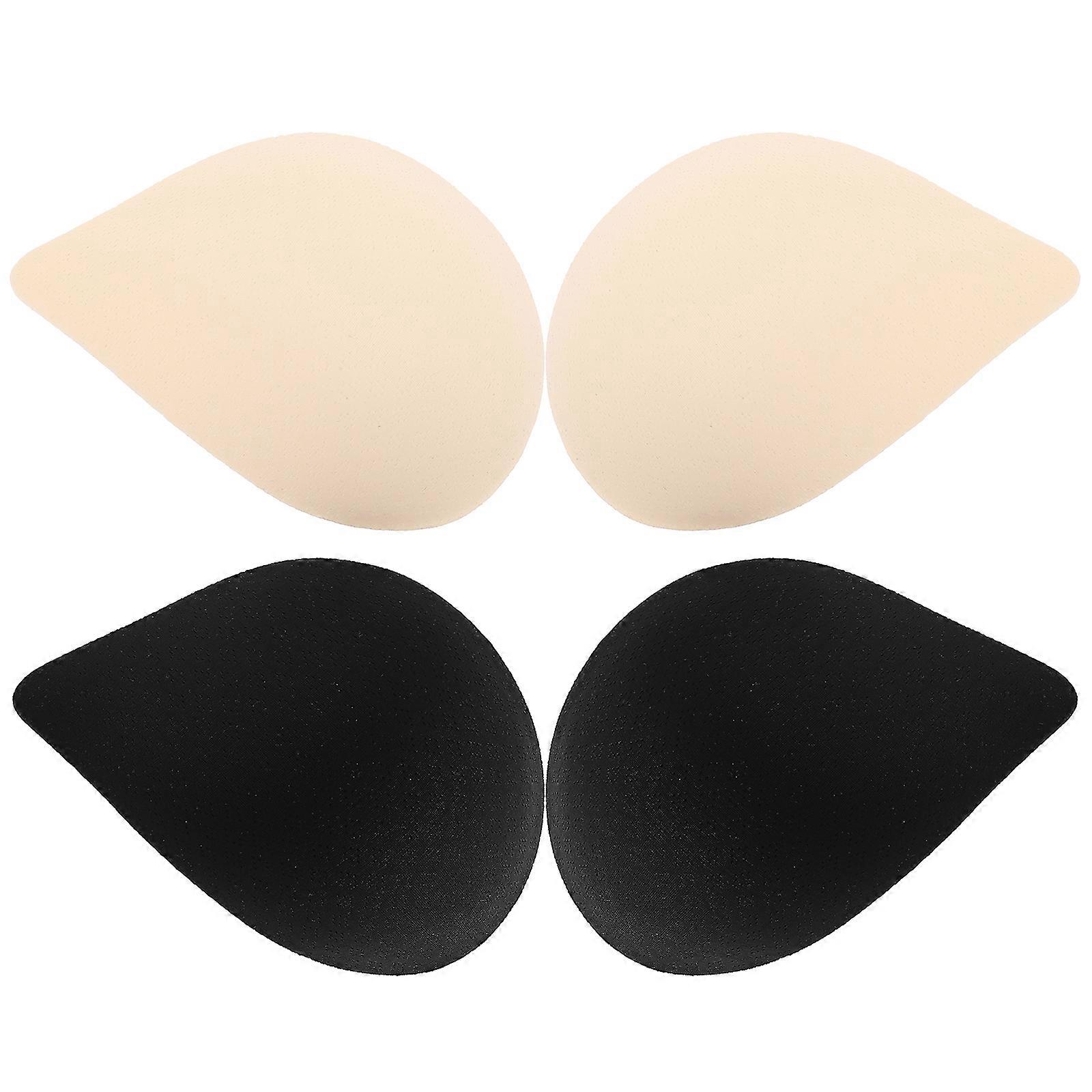 Bra Pads Inserts Comfortable Drop Shape for Women Daily Use Black Spandex Latex Enhance Appearance Prevent Movement 2 Pairs