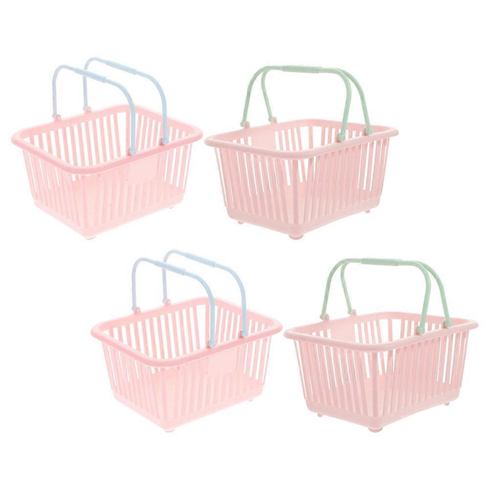 Bathroom Storage Basket Rectangular Simple Design White Plastic 4Pcs For School Office Use