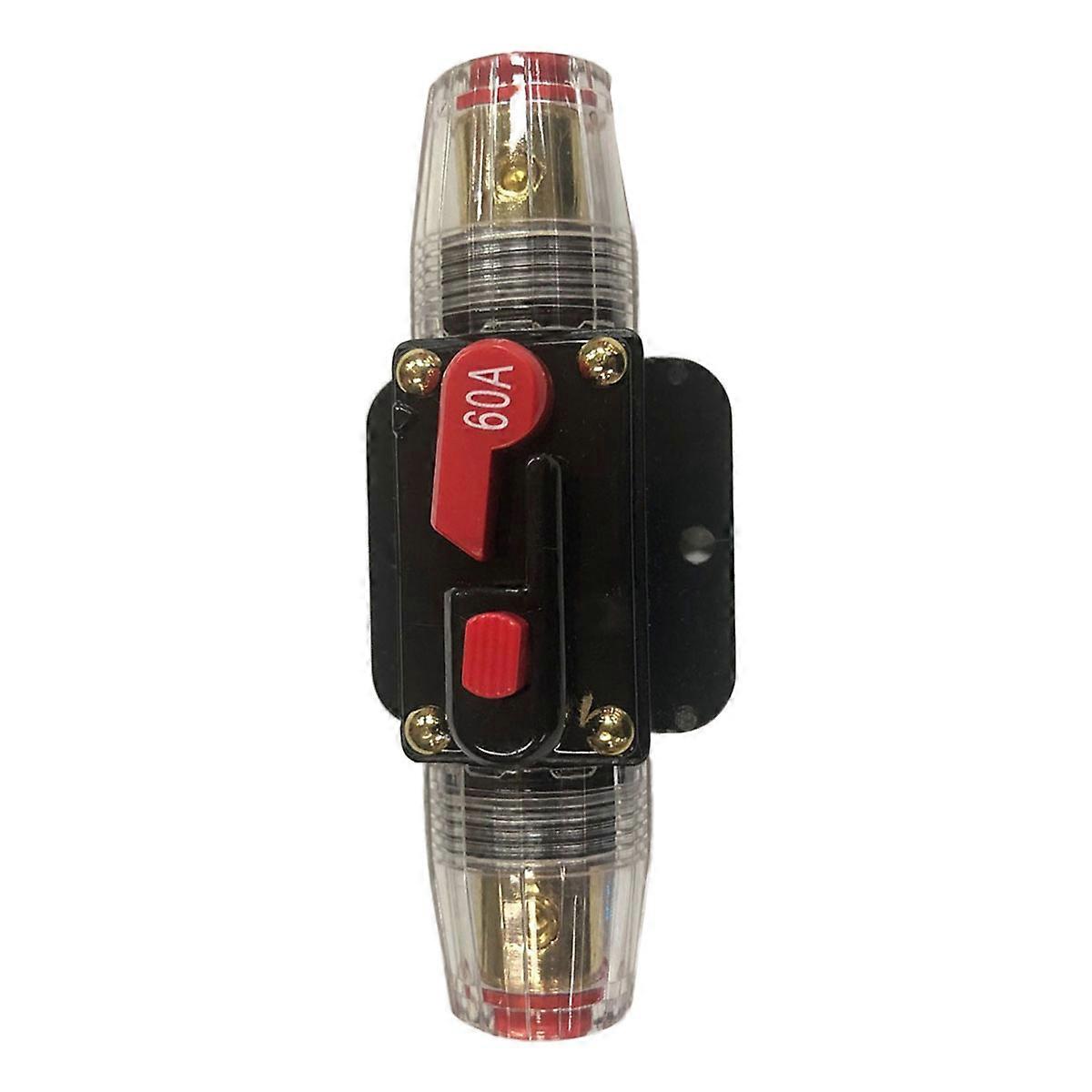Car Audio System 60A Auto Car Protection Stereo Fuse Holders Inline Circuit Breaker Reset Fuse Inverter For Marine Use 1Pack
