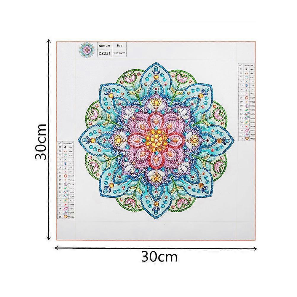 Craft Kits For Adults Diy Mandala Cross Embroidery Decorative Painting Square Shape 30 X 30Cm Patience Cultivation 1Pack