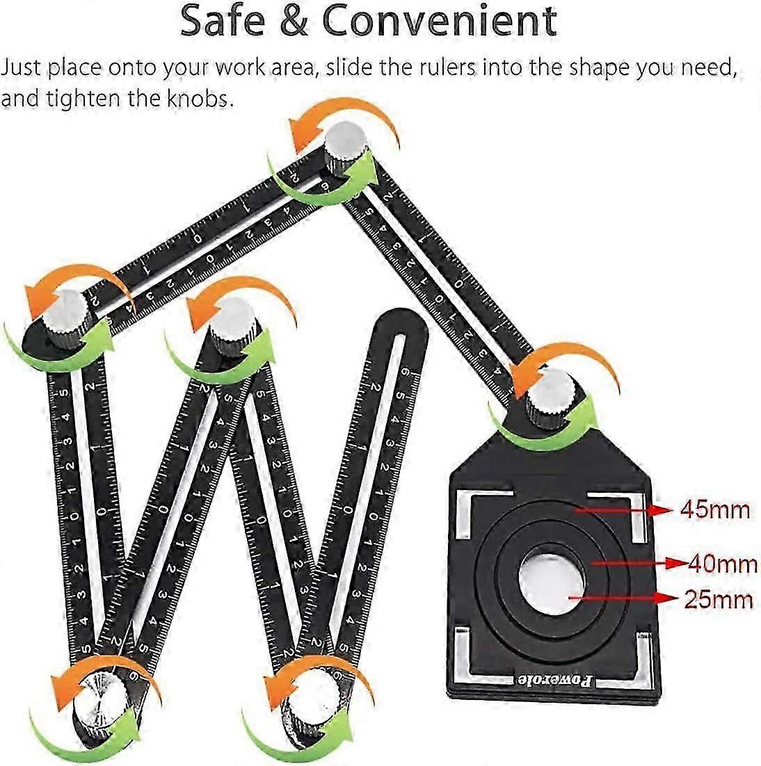2025 Latest Model Multi-Angle Measuring Ruler, 6-Sided Aluminum Alloy Folding Ruler with