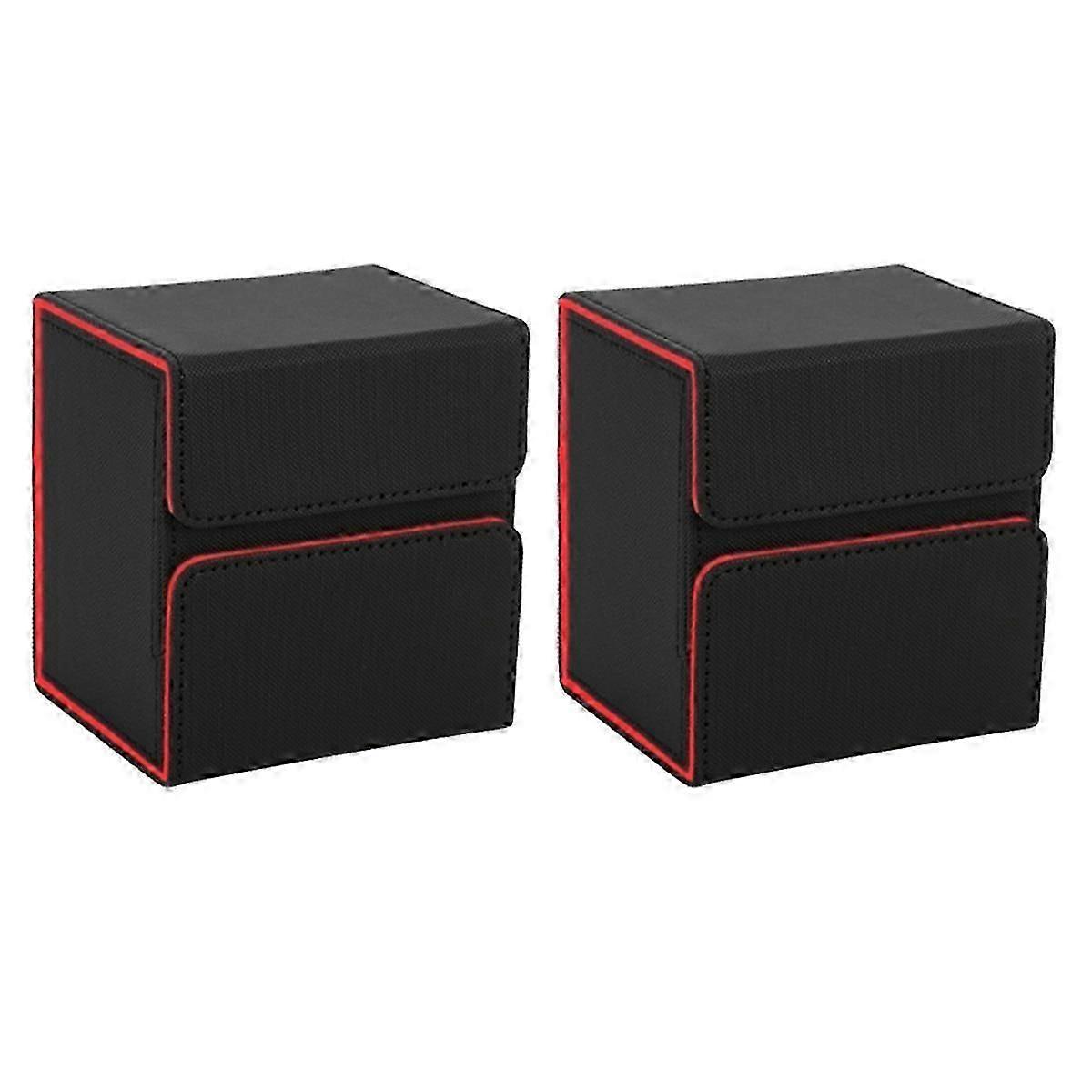 Tabletop Game Portable Storage Box, Card Protector, Large Capacity Storage Box Black and Red