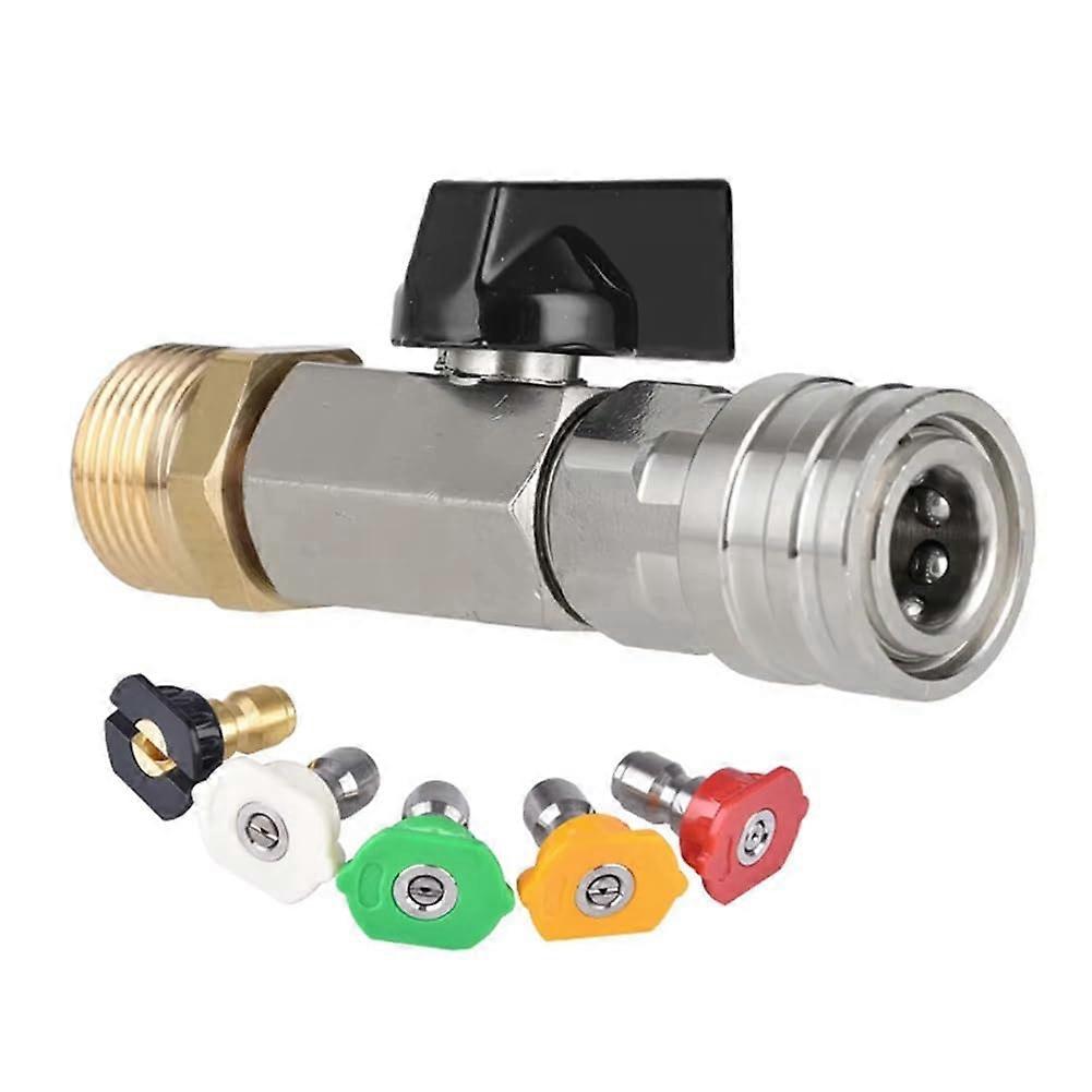 1/4inch Quick Connector M22 14mm Ball Valve Kit For Pressure Power Washer Hose With On/Off Nozzle