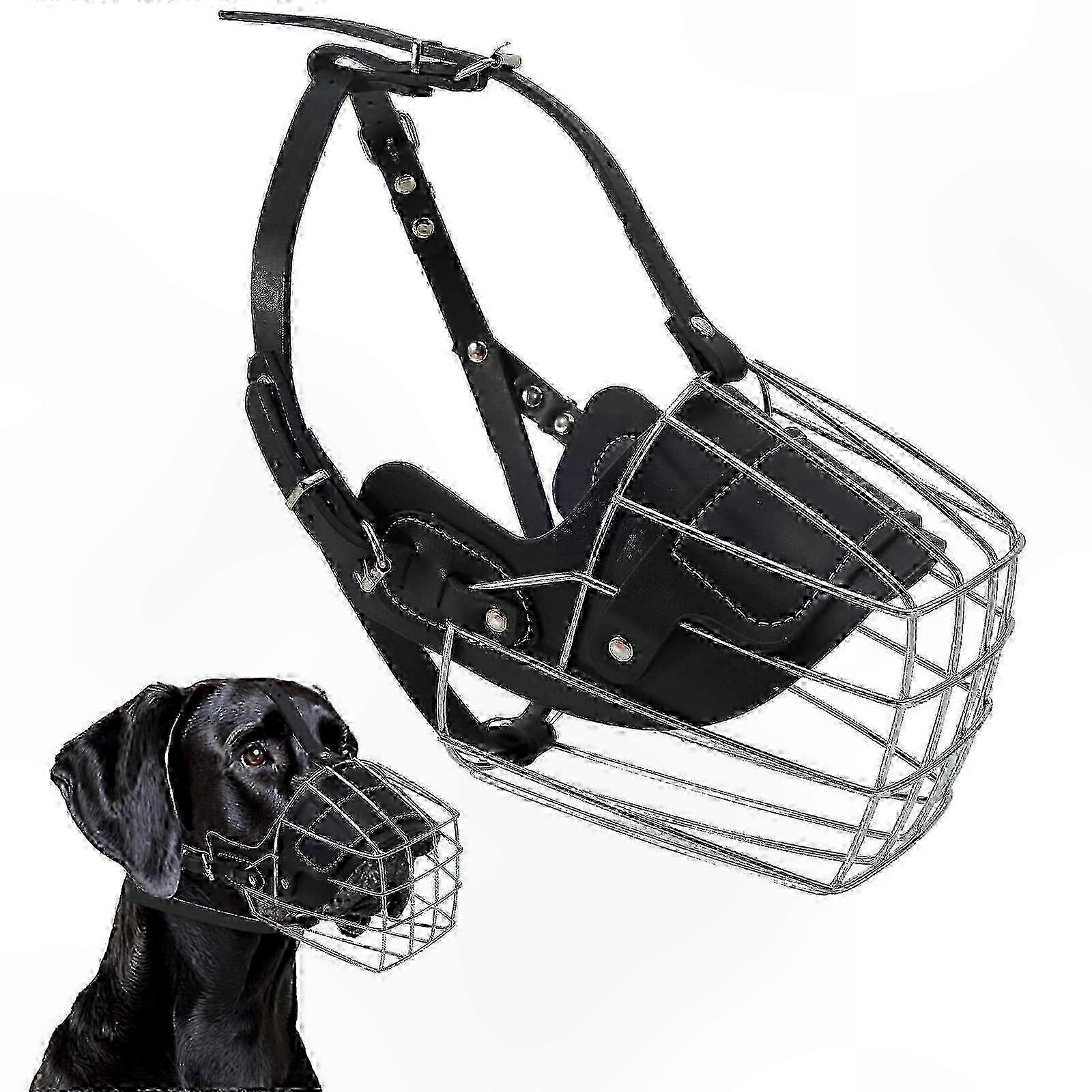 Extra Large Breathable Metal Basket Muzzle for Great Dane - Prevent Biting, Drinkable Design