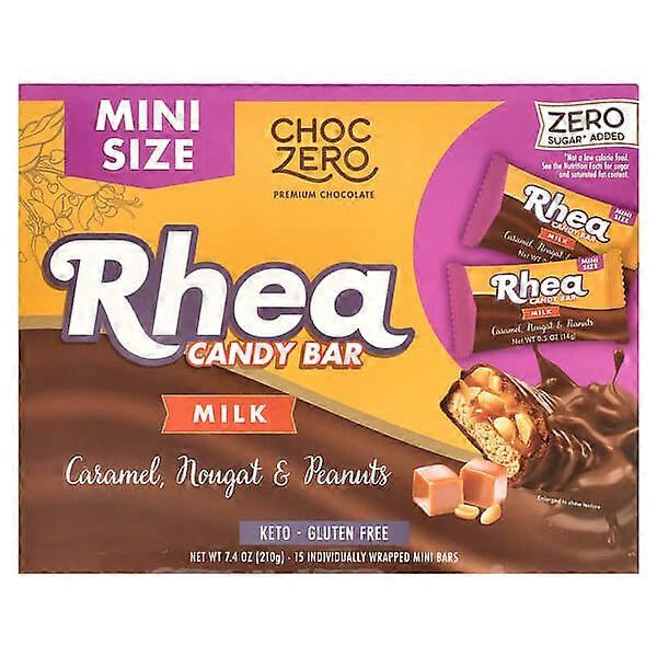 ChocZero, Rhea Candy Bar, Milk, Caramel, Nougat & Peanuts, 15 Mini Bars, 0.5 oz (14 g) Each