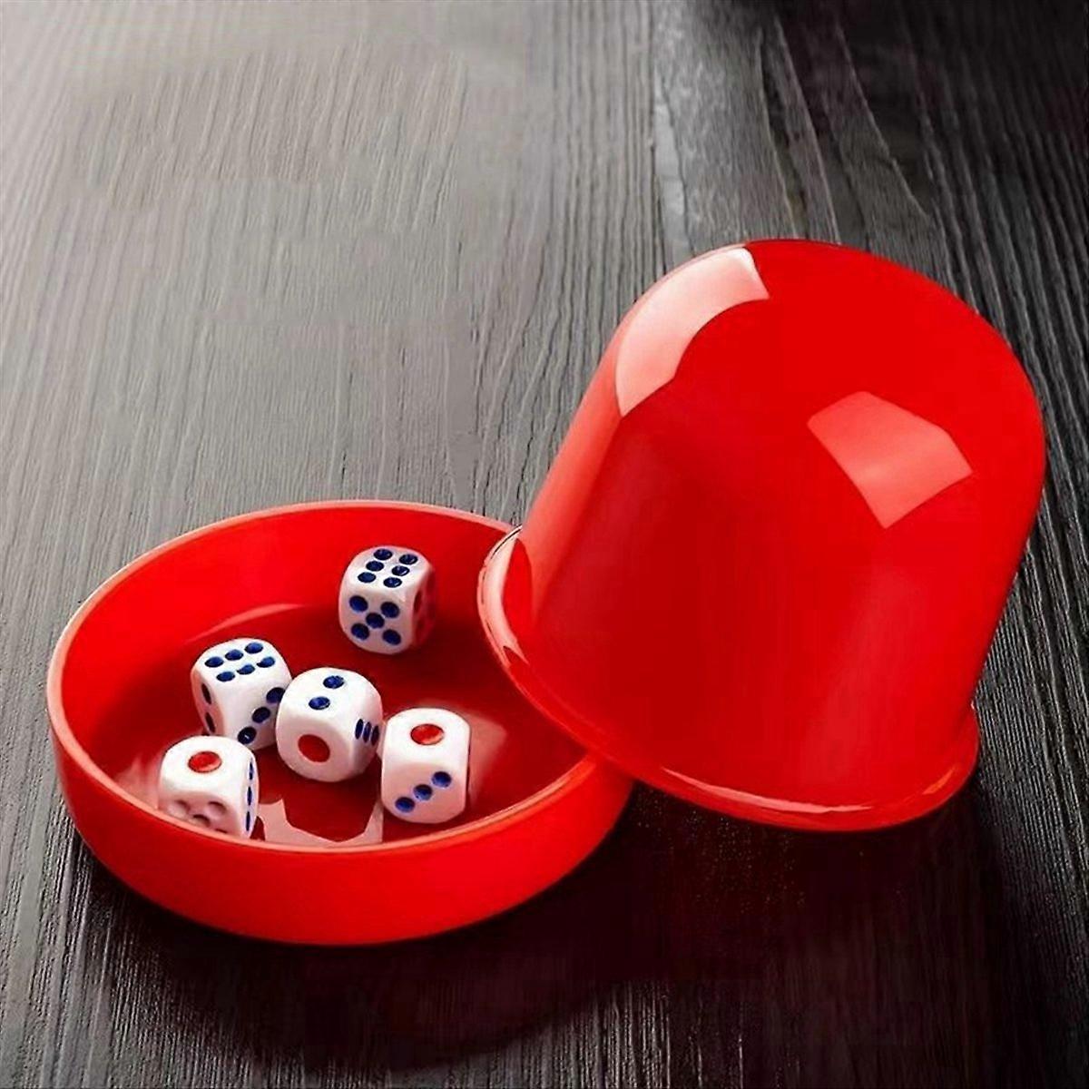 Plastic Poker Dice Cup Set with 5 Dices Shaking Cup Red